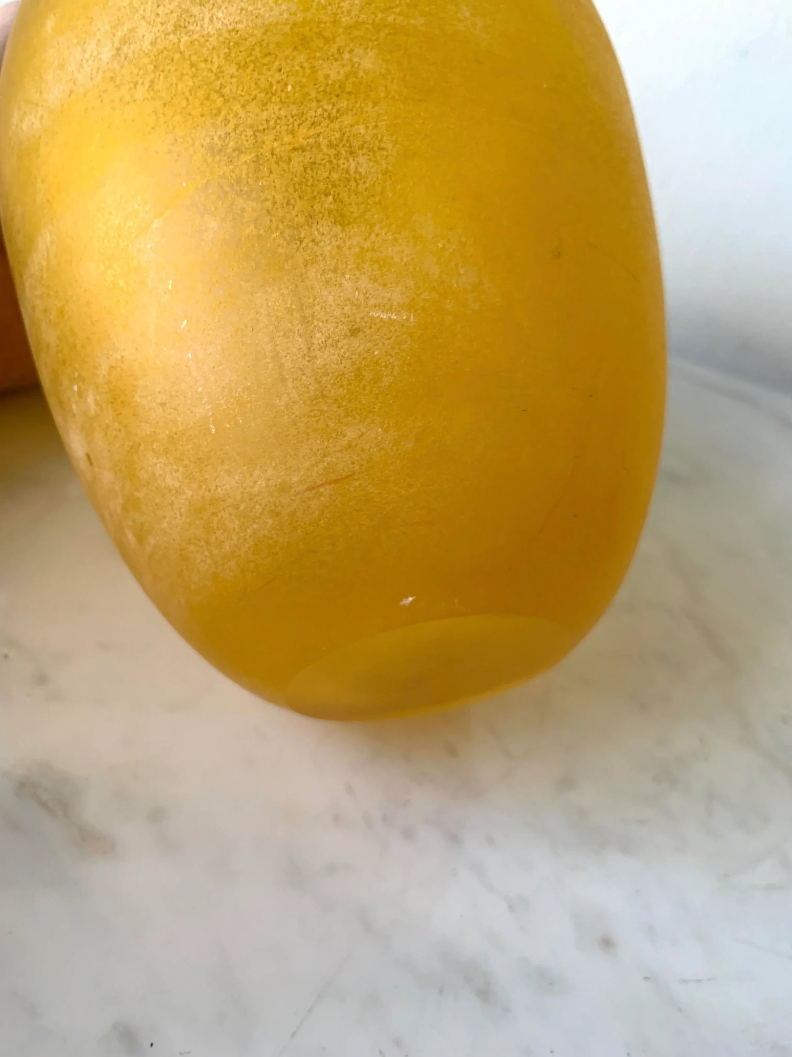 Vintage Lemon Yellow Murano Italian Art Glass Scavo Vase by Franco Moretti - 10