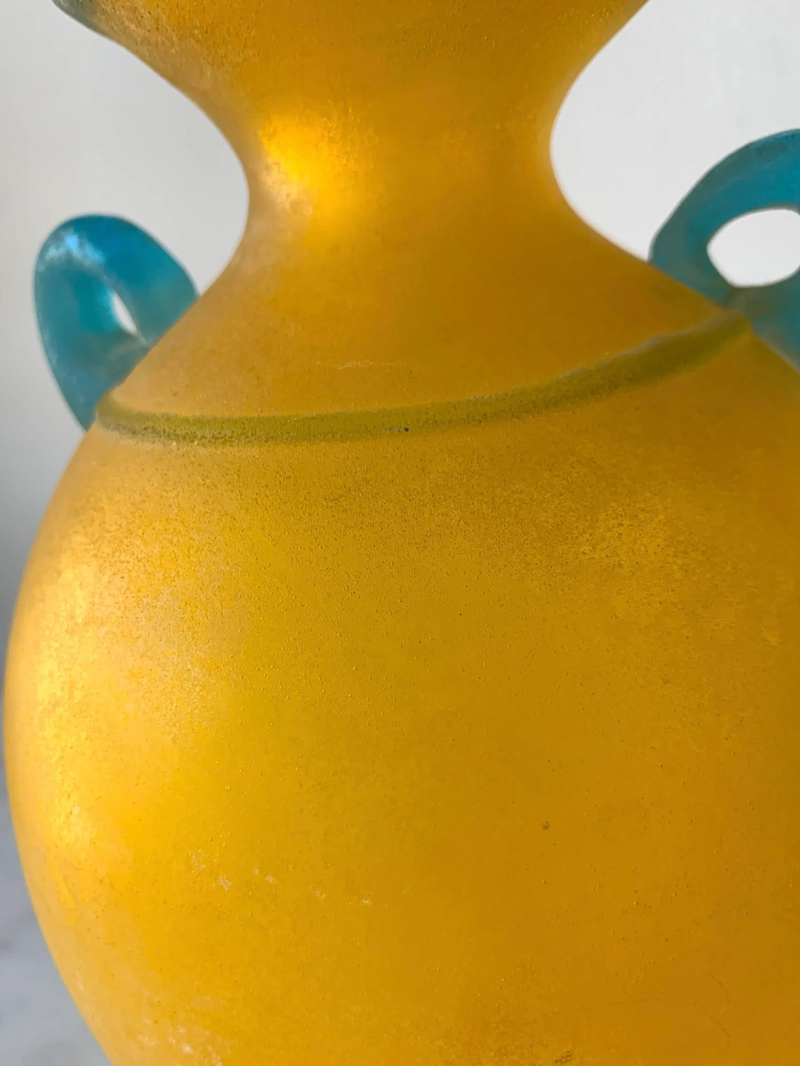 Vintage Lemon Yellow Murano Italian Art Glass Scavo Vase by Franco Moretti - 7