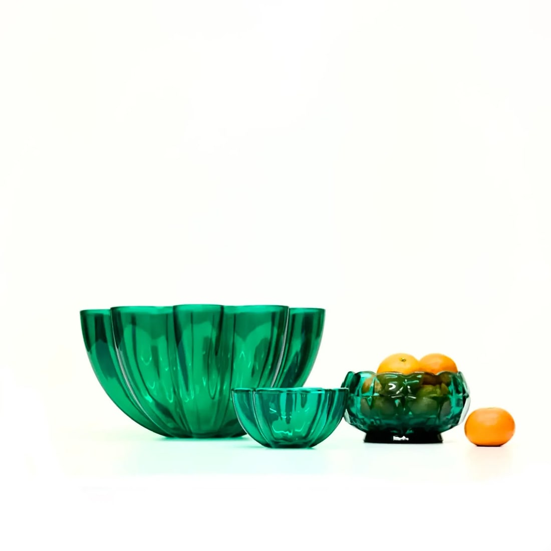 Emerald Green Fluted Glass Bowl Curation, Ft. Villeroy & Boch - Group of 3 - 3