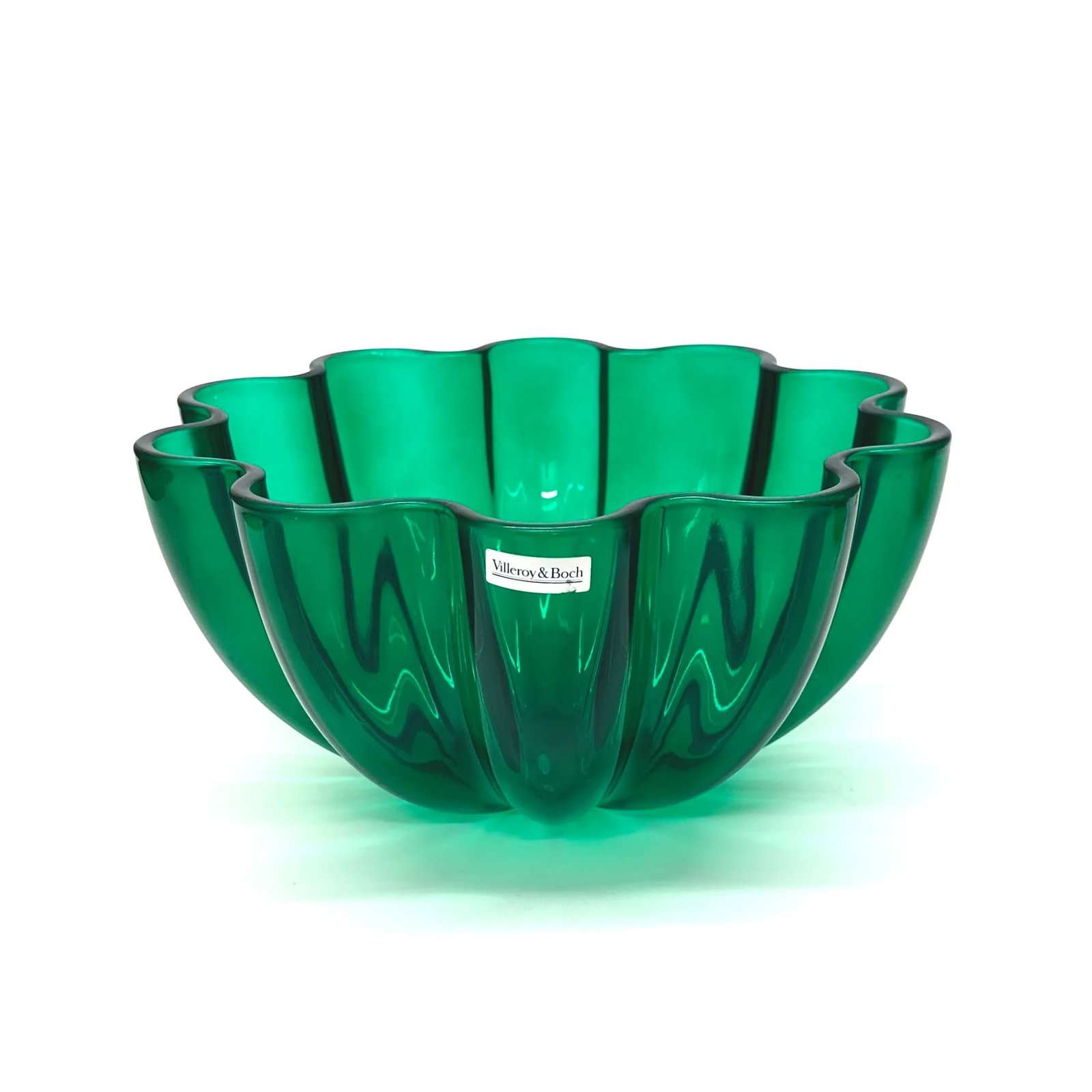 Emerald Green Fluted Glass Bowl Curation, Ft. Villeroy & Boch - Group of 3 - 4