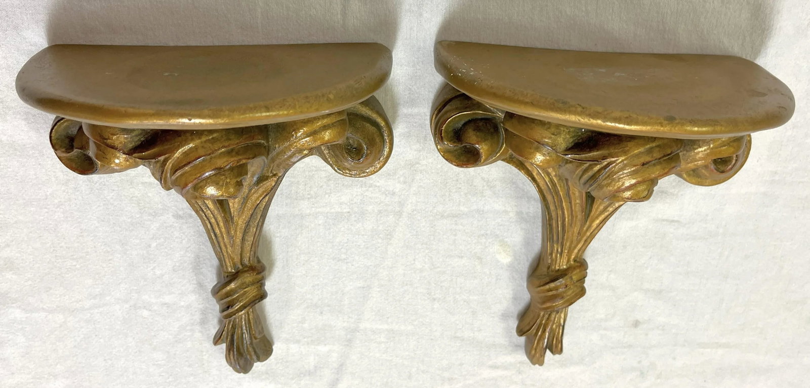Mid 20th Century Rose Bouquet Wood Wall Brackets- a Pair - 2