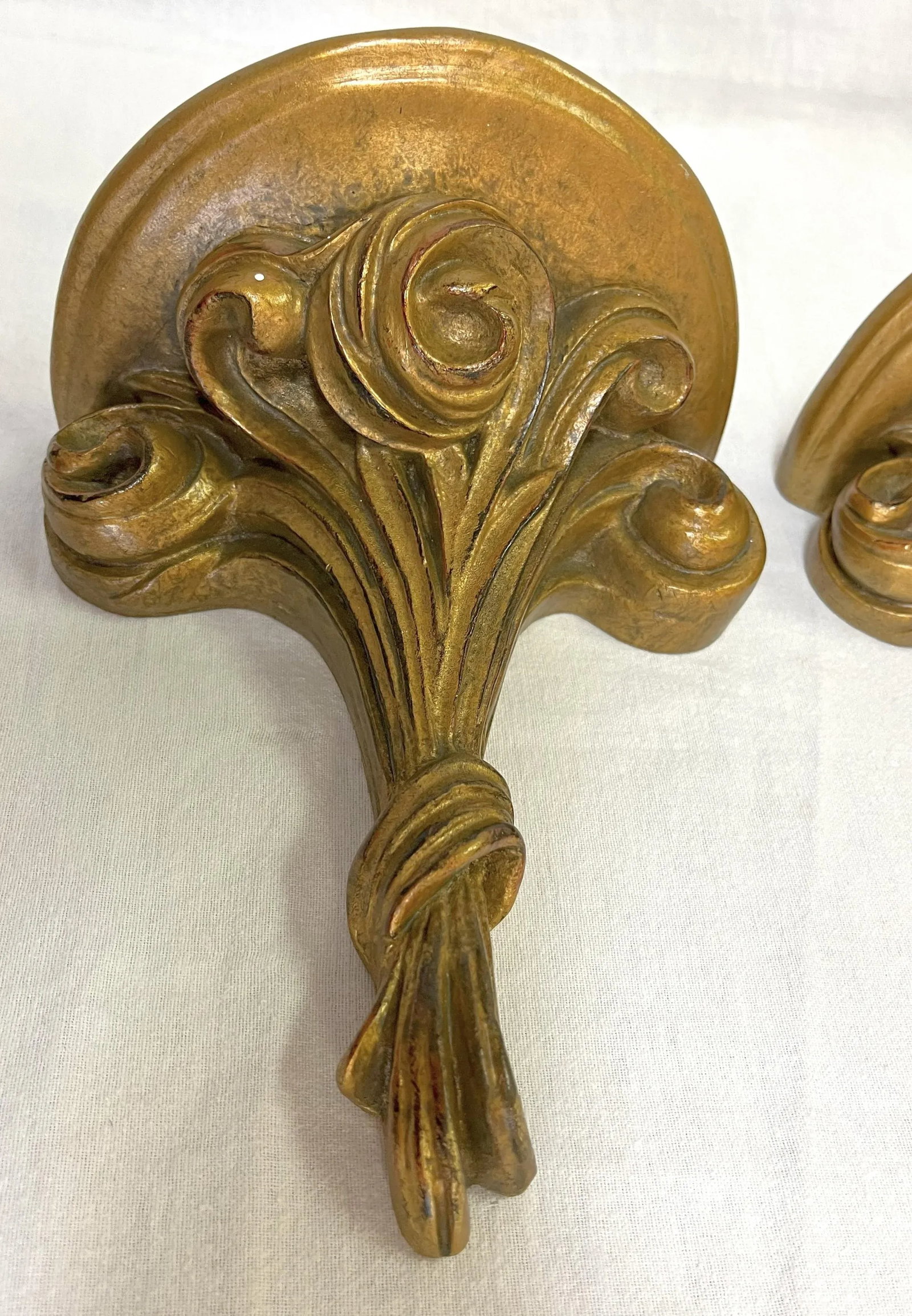 Mid 20th Century Rose Bouquet Wood Wall Brackets- a Pair - 6