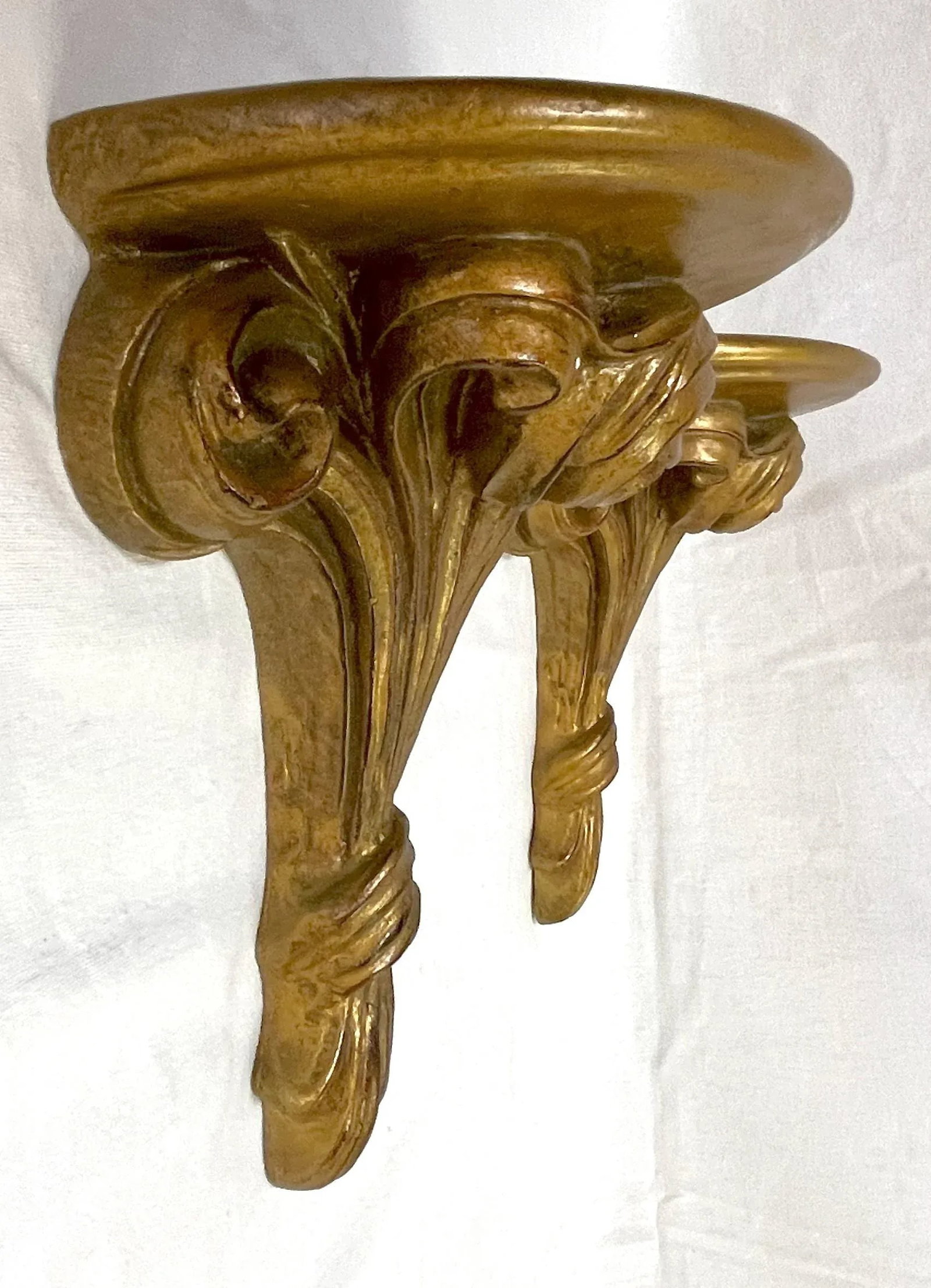 Mid 20th Century Rose Bouquet Wood Wall Brackets- a Pair - 9