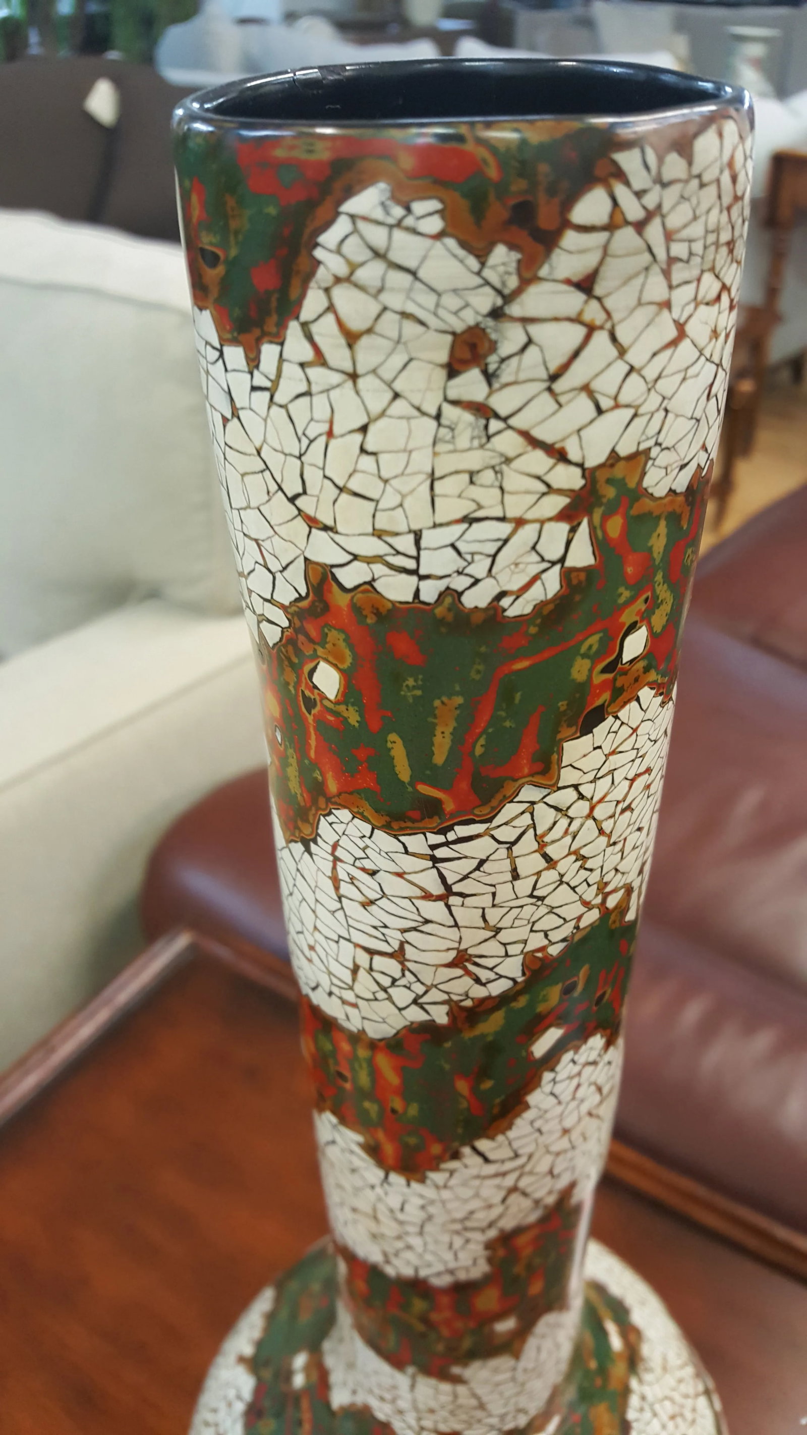 Folk Art Maitland Smith Egg Shell Design Vase - 2