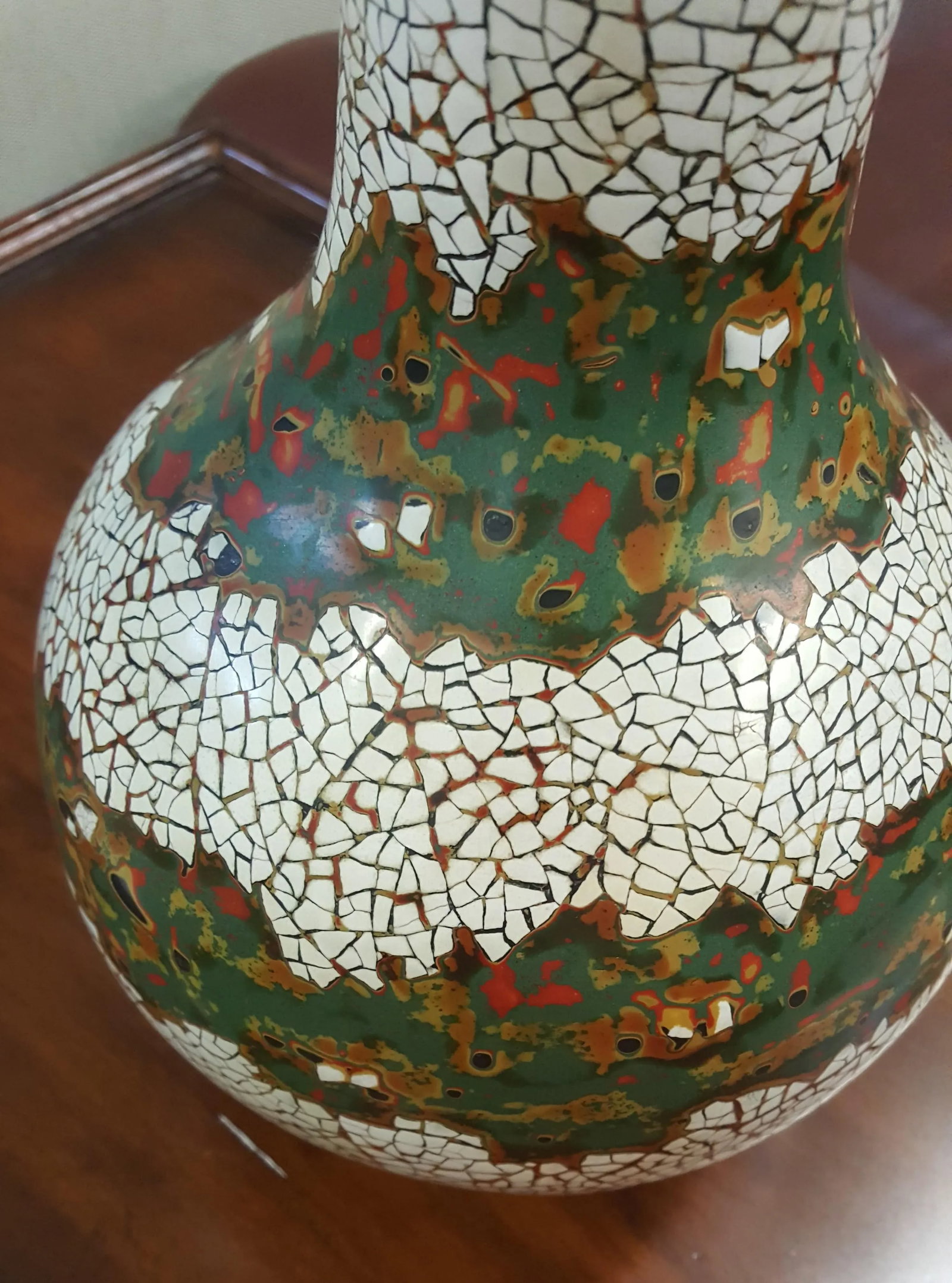Folk Art Maitland Smith Egg Shell Design Vase - 3