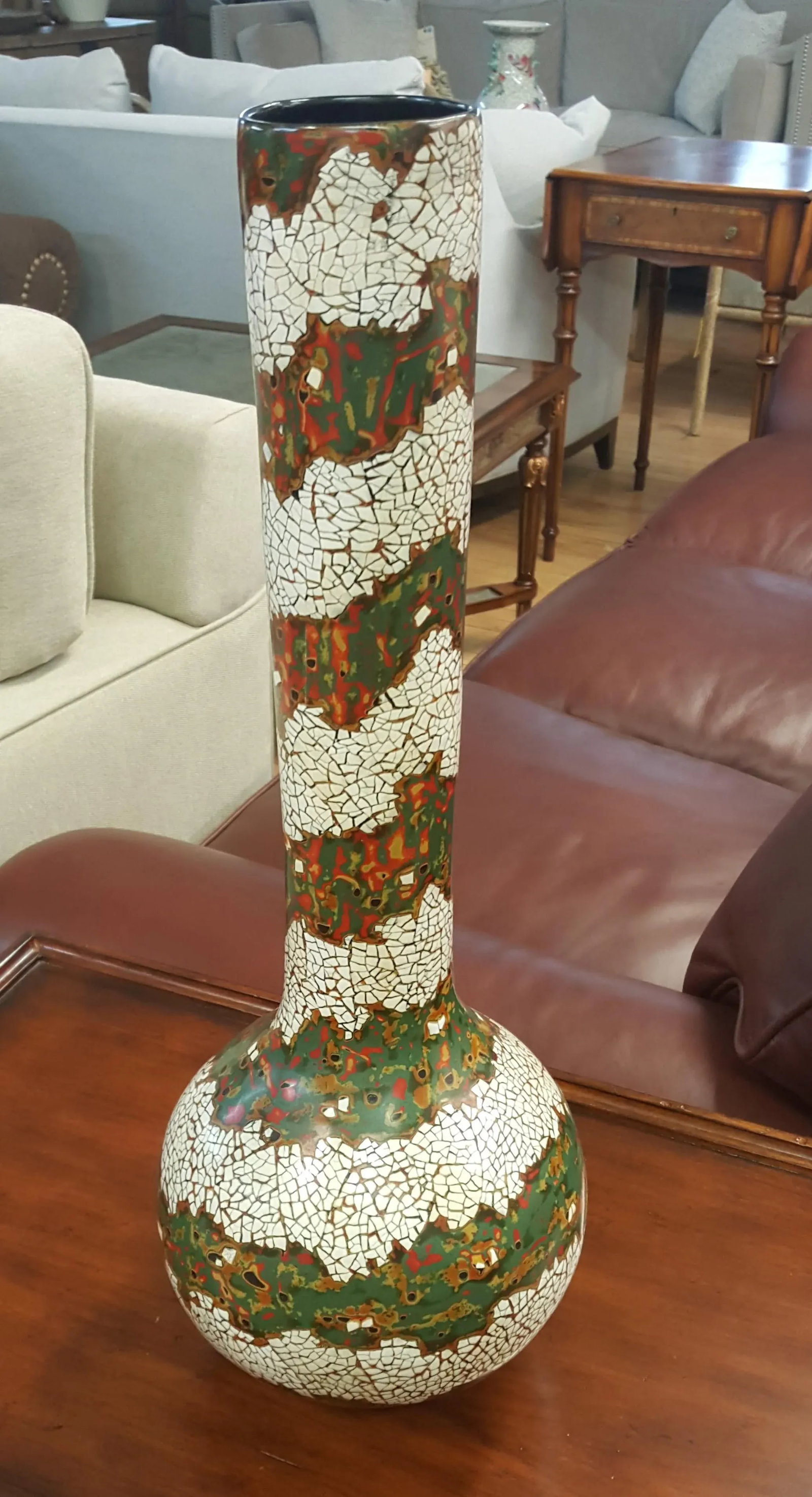 Folk Art Maitland Smith Egg Shell Design Vase - 8
