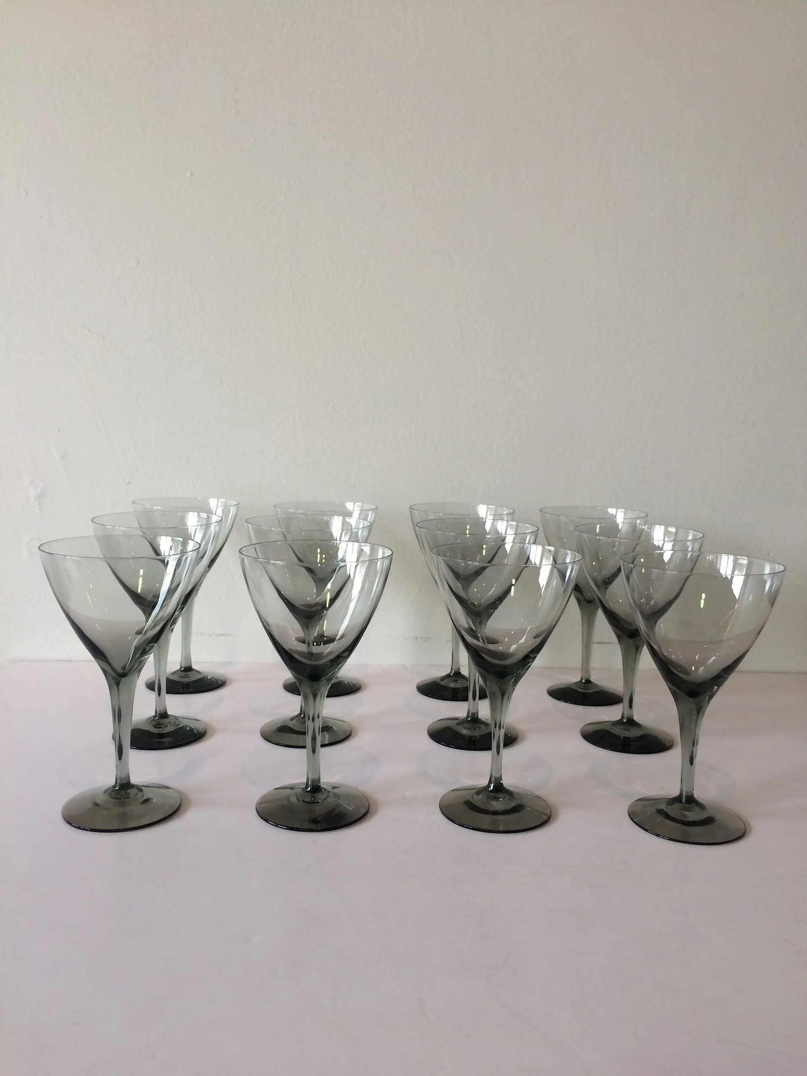Vintage Smoke Gray Crystal Cordial Glasses - Set of 12 - 4