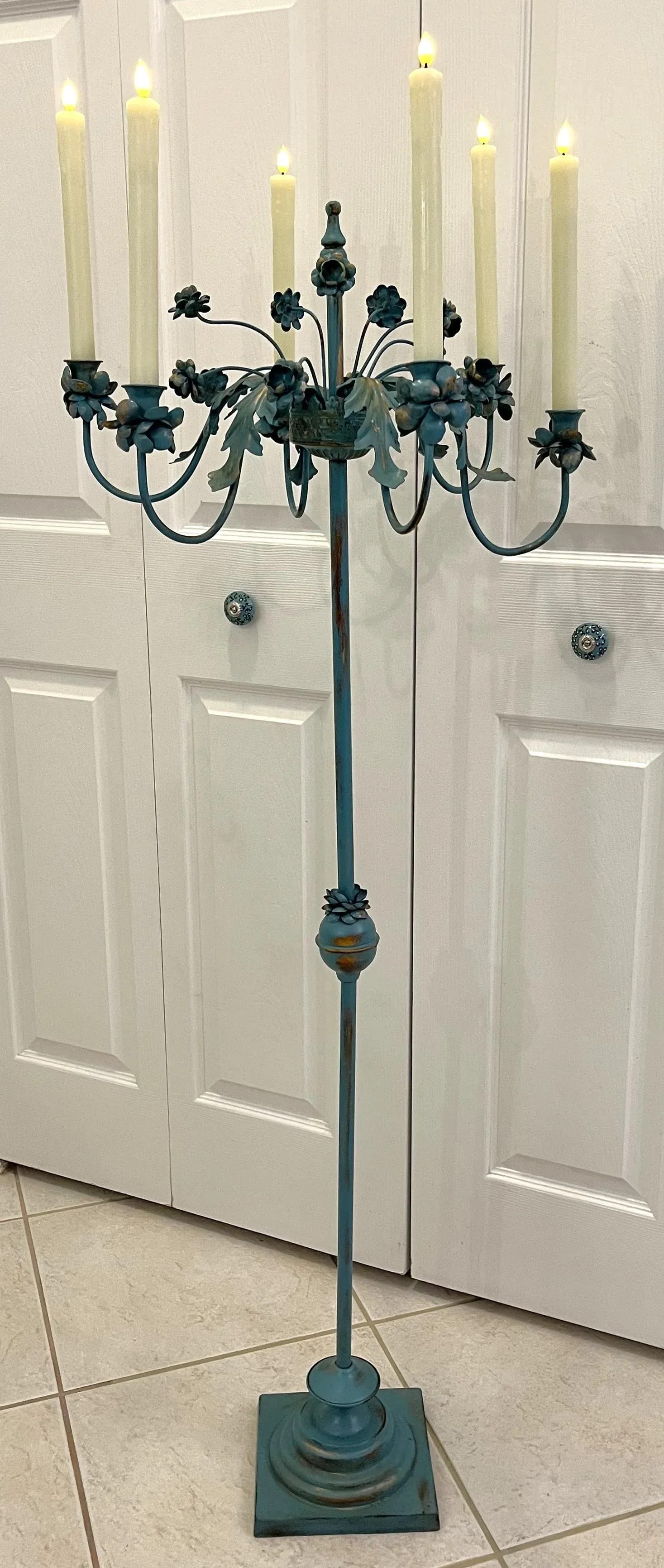 Mid Century Painted Tole 6-Candle Floor Candelabra - 2