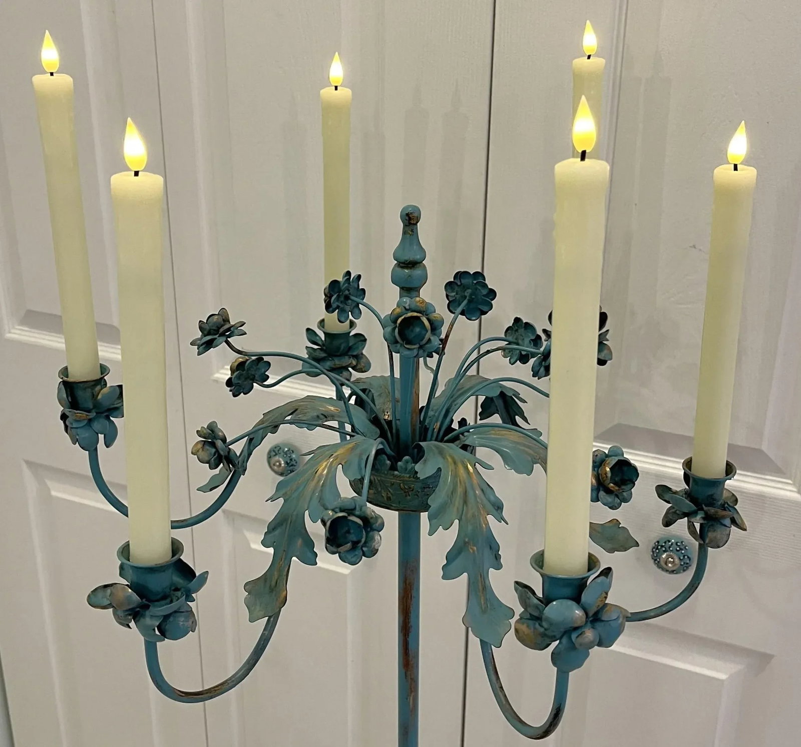 Mid Century Painted Tole 6-Candle Floor Candelabra - 3