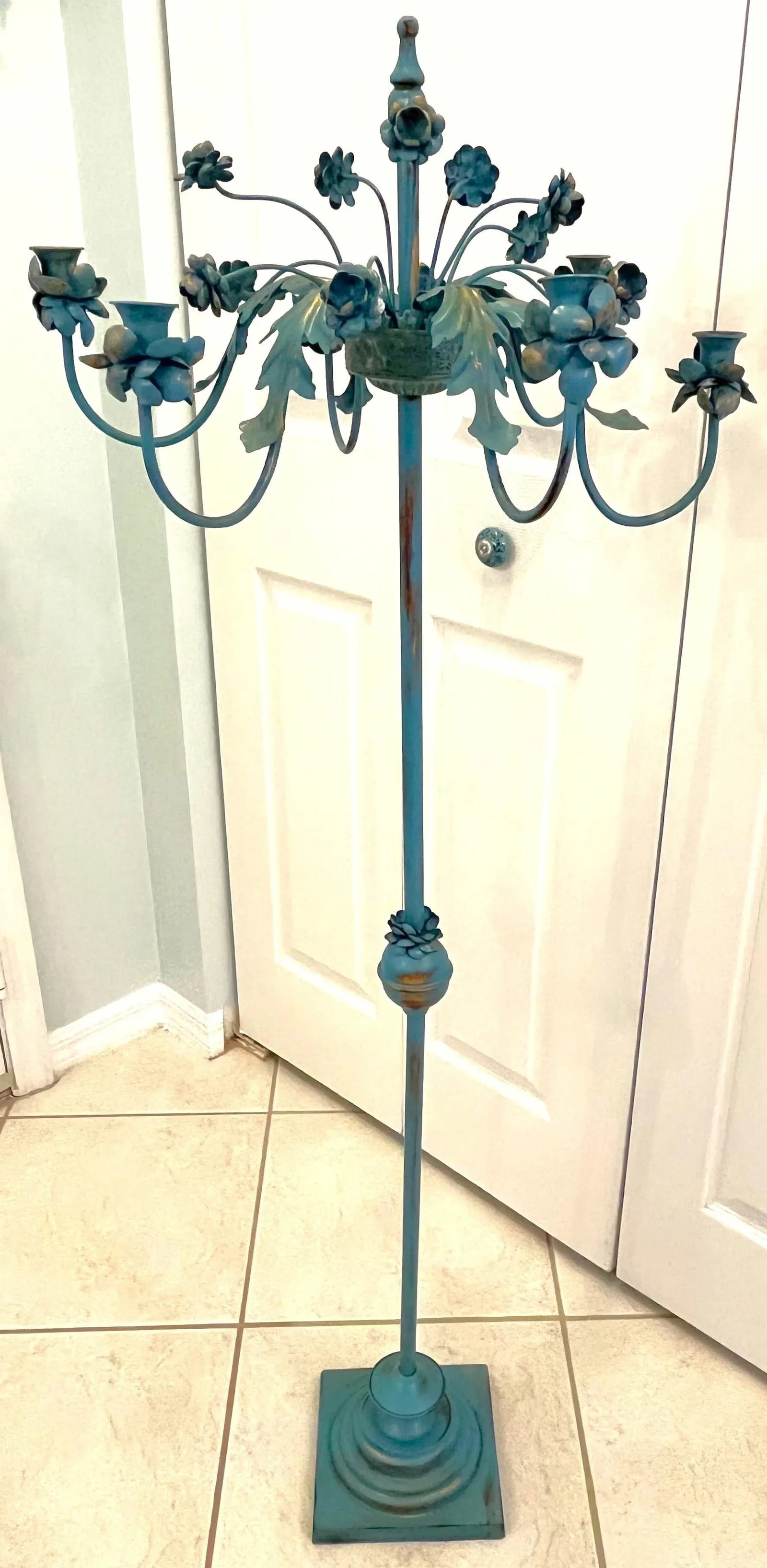 Mid Century Painted Tole 6-Candle Floor Candelabra - 5