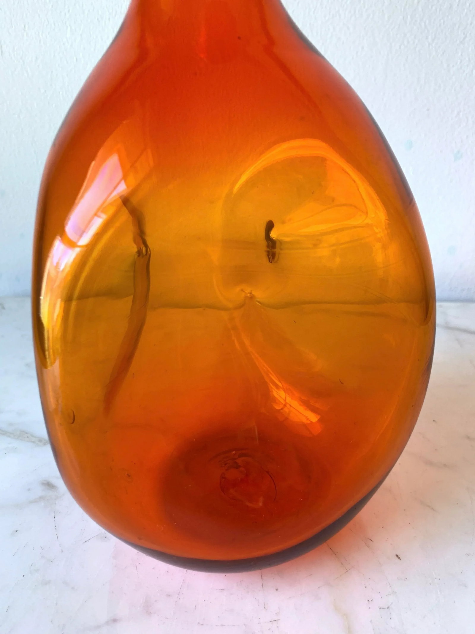 Mid Century Modern Blenko Tangerine Art Glass Decanter, by Winslow Anderson Model #49. - 10