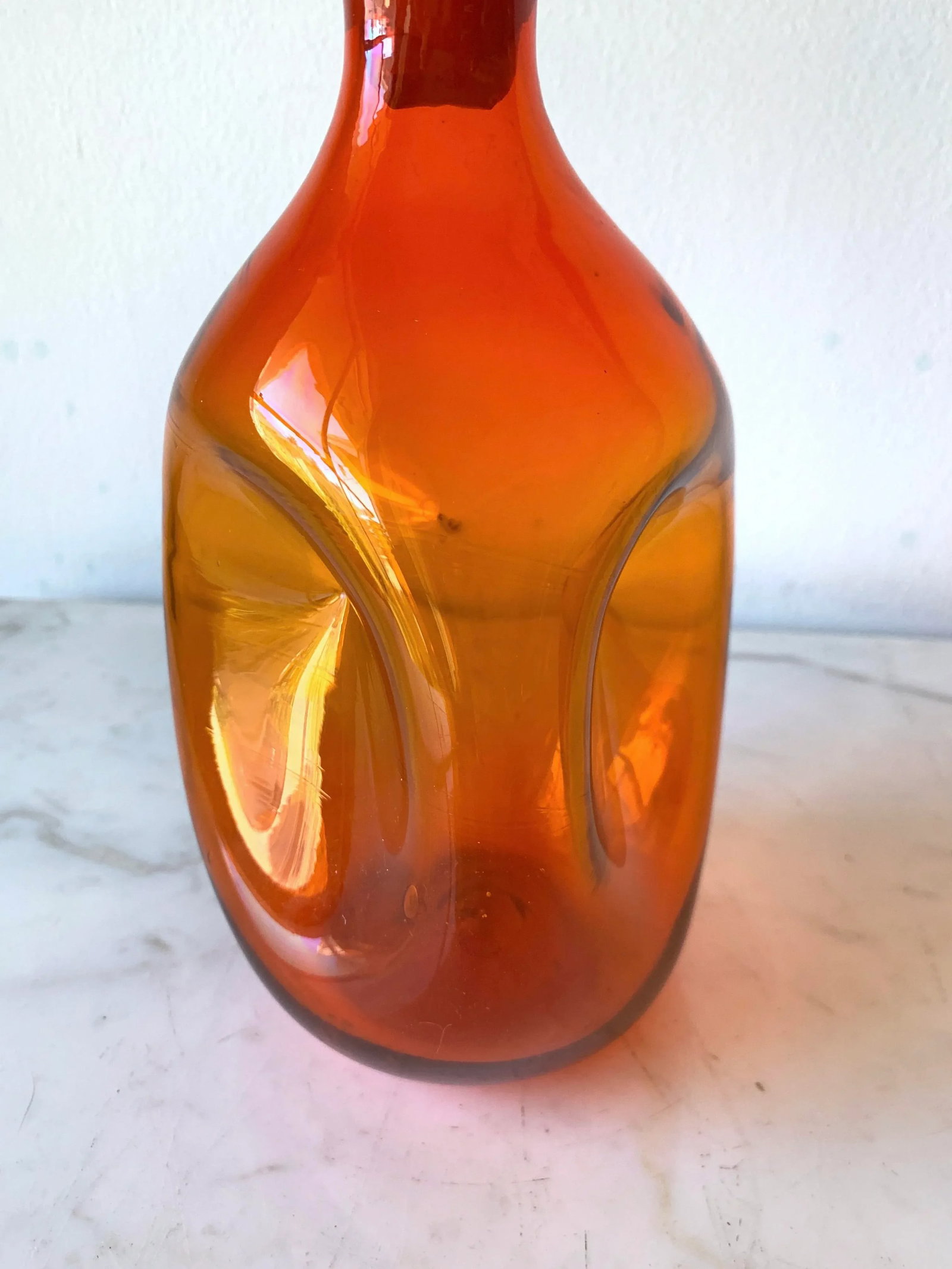 Mid Century Modern Blenko Tangerine Art Glass Decanter, by Winslow Anderson Model #49. - 11
