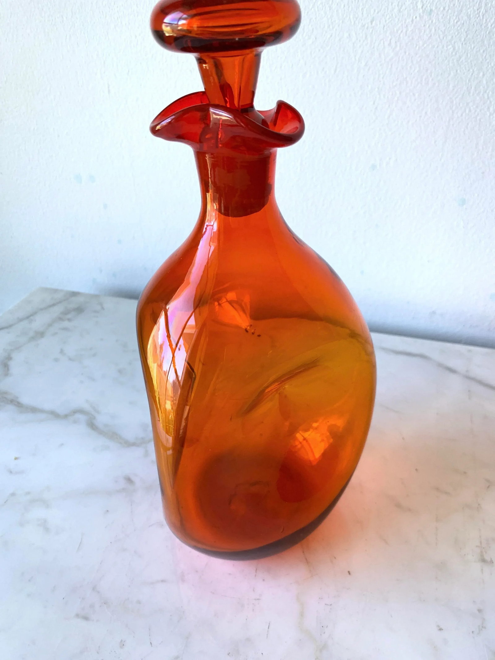 Mid Century Modern Blenko Tangerine Art Glass Decanter, by Winslow Anderson Model #49. - 5
