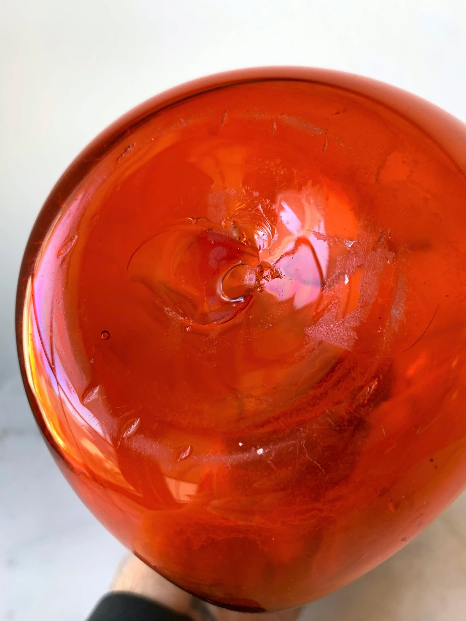 Mid Century Modern Blenko Tangerine Art Glass Decanter, by Winslow Anderson Model #49. - 7