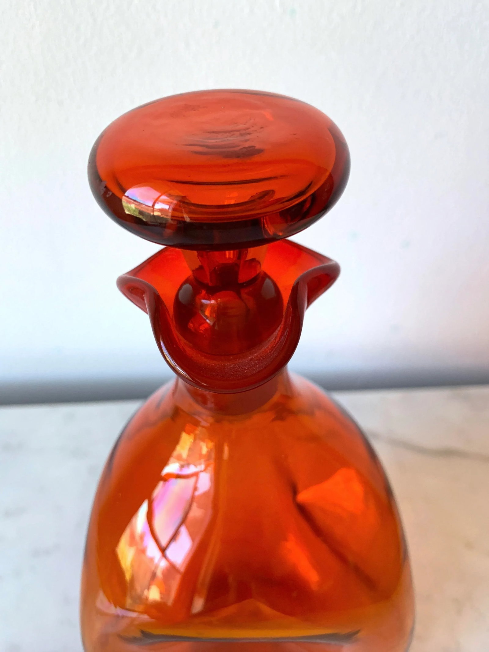Mid Century Modern Blenko Tangerine Art Glass Decanter, by Winslow Anderson Model #49. - 8