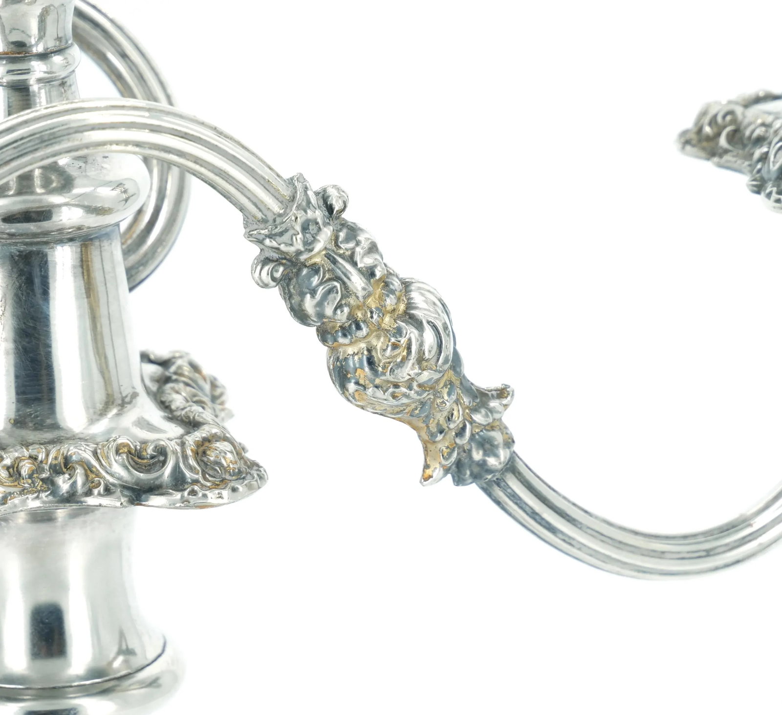Large Pair Antique Edwardian Silver Plate Three-Light Candelabra - 6