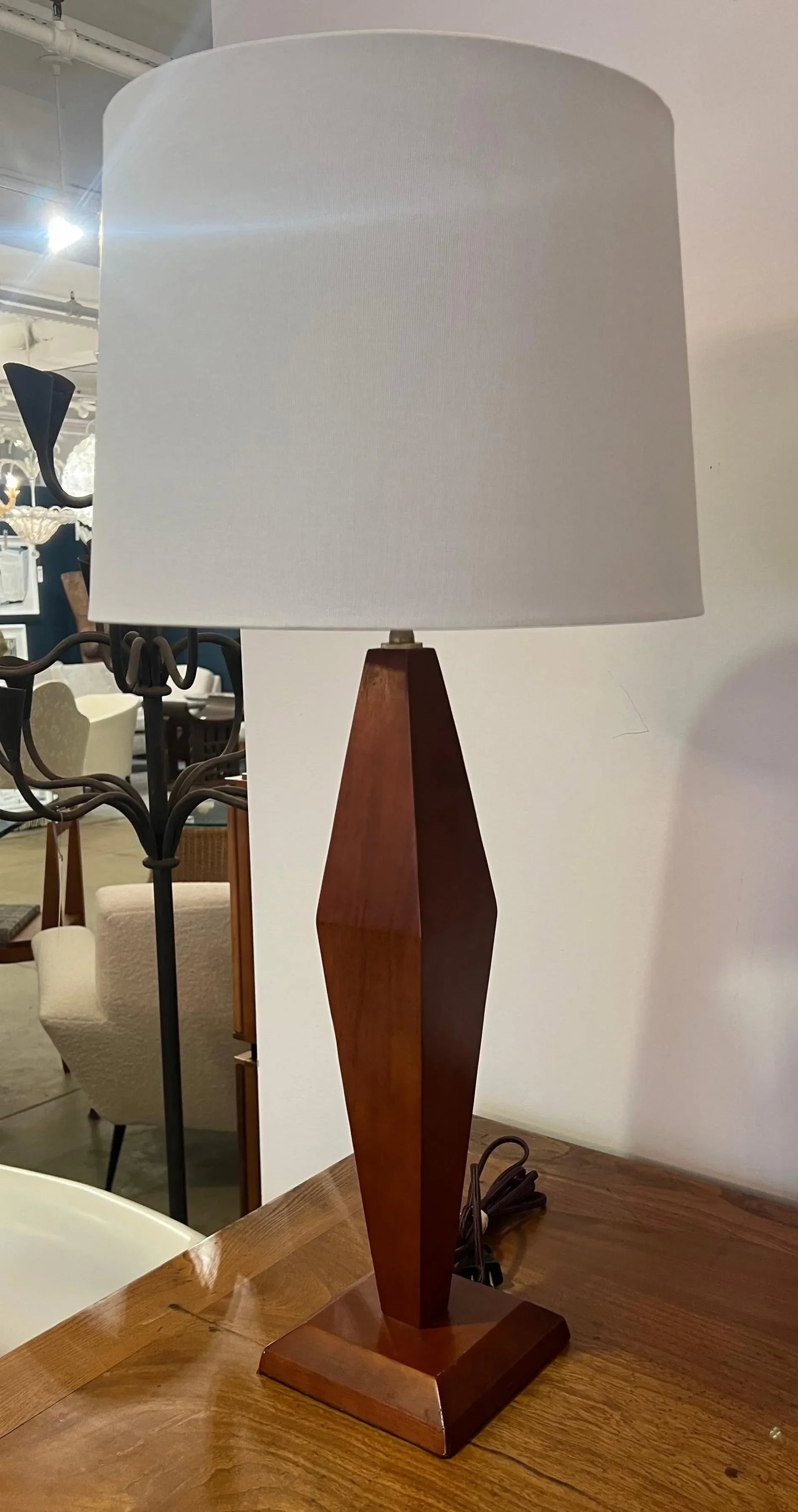 American Art Deco 1940s Wood Table Lamps - A Pair - 12