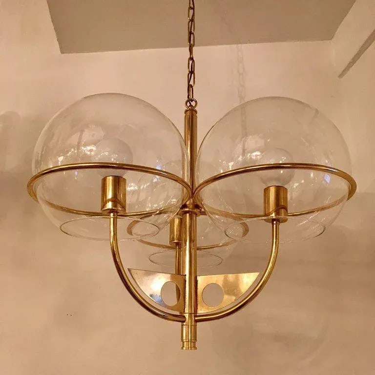 1970s Vintage Italian High Style Brass Pendant - 2
