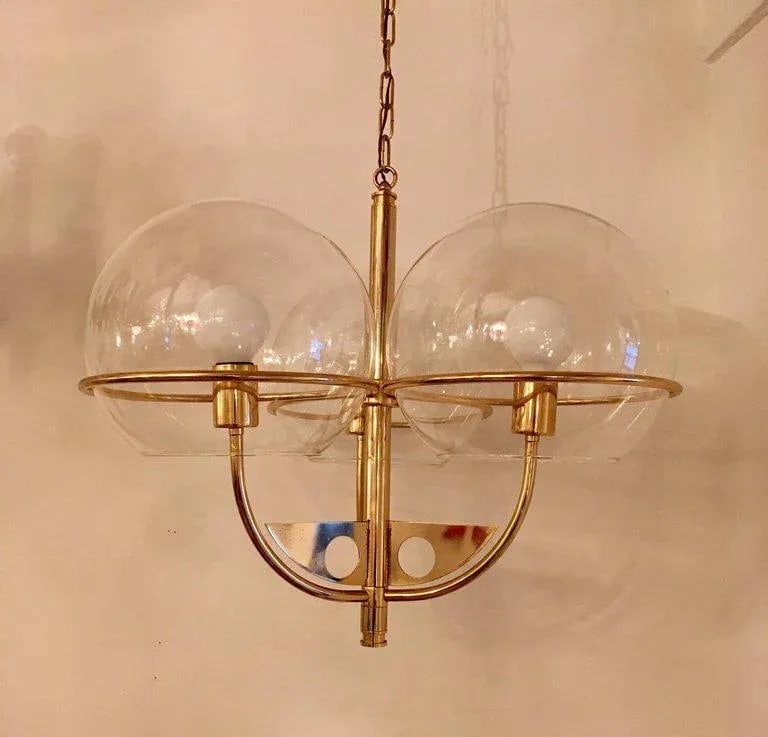 1970s Vintage Italian High Style Brass Pendant - 3