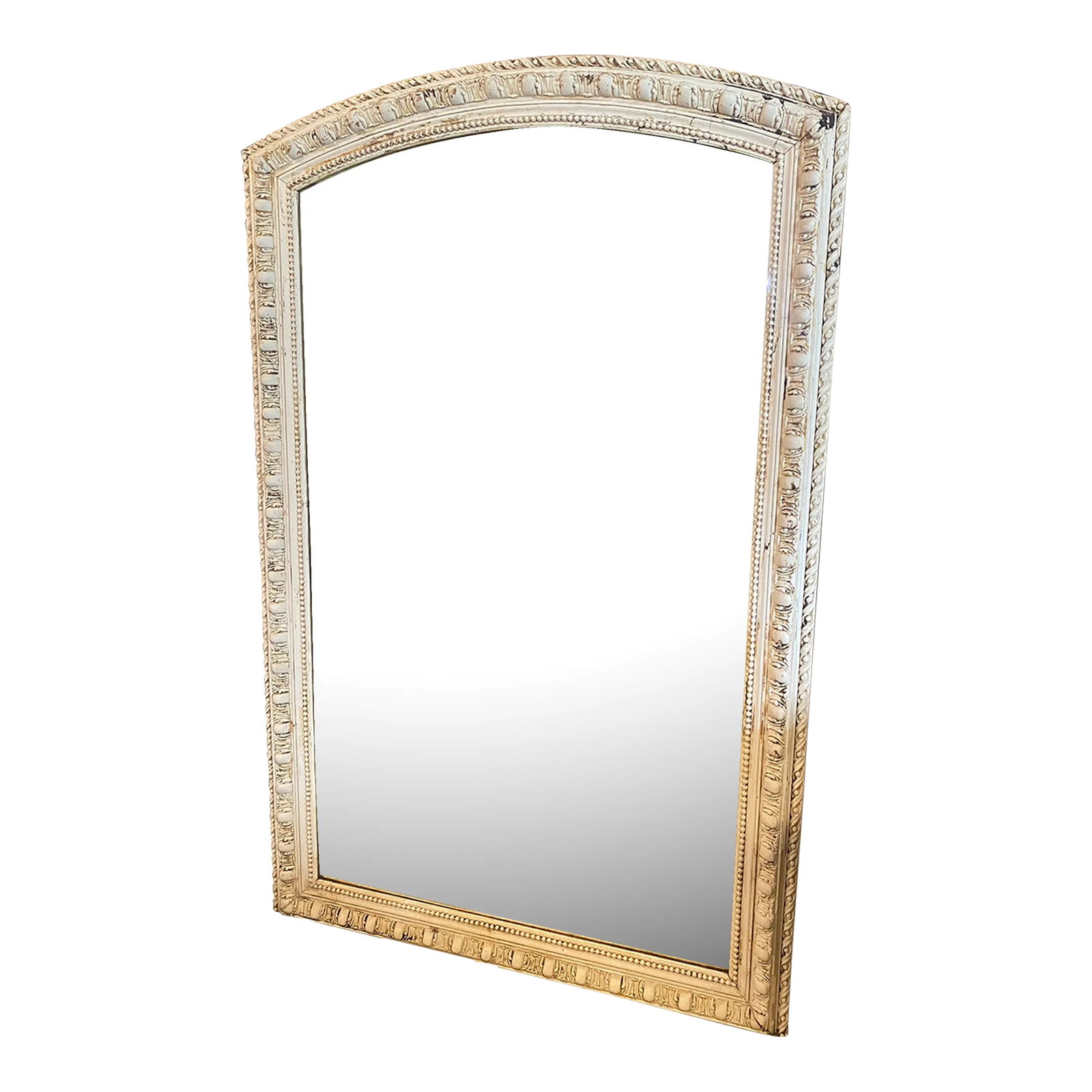 Oversized Antique Frame Mirror in Distressed White Finish (1 of 6)