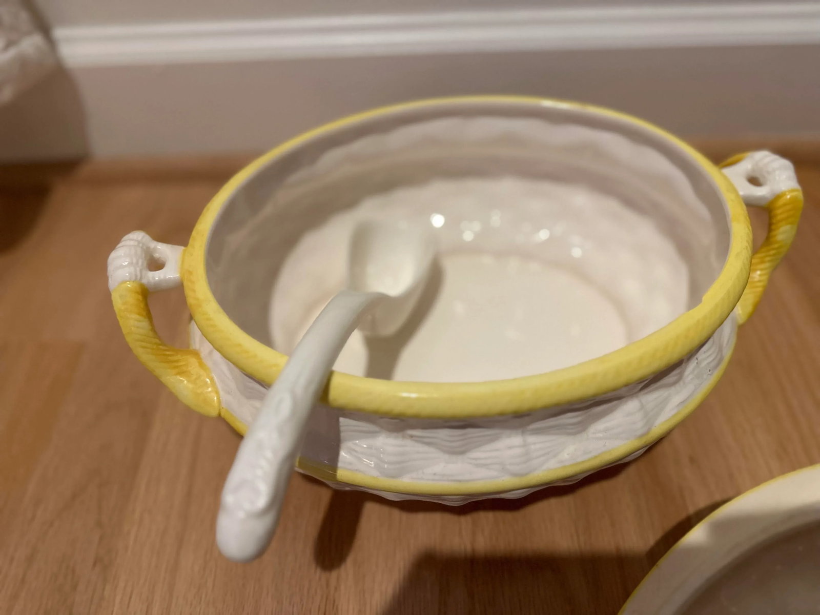 Antique Majolica Ceramic Soup Tureen With Vegetables - Comes With Lid and Spoon - 7