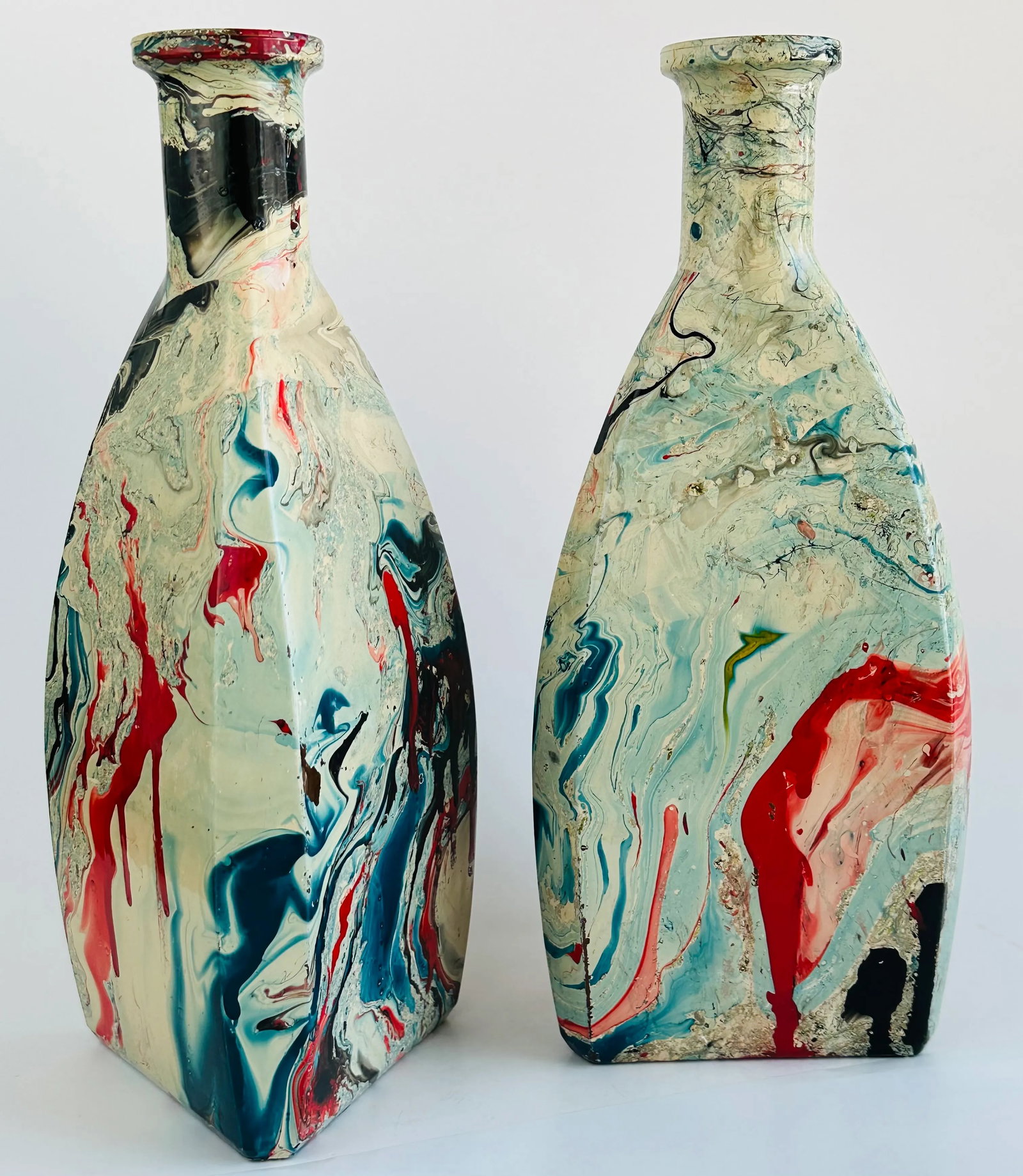 Americana Faux Marble Coated Glass Bottles - a Pair - 2