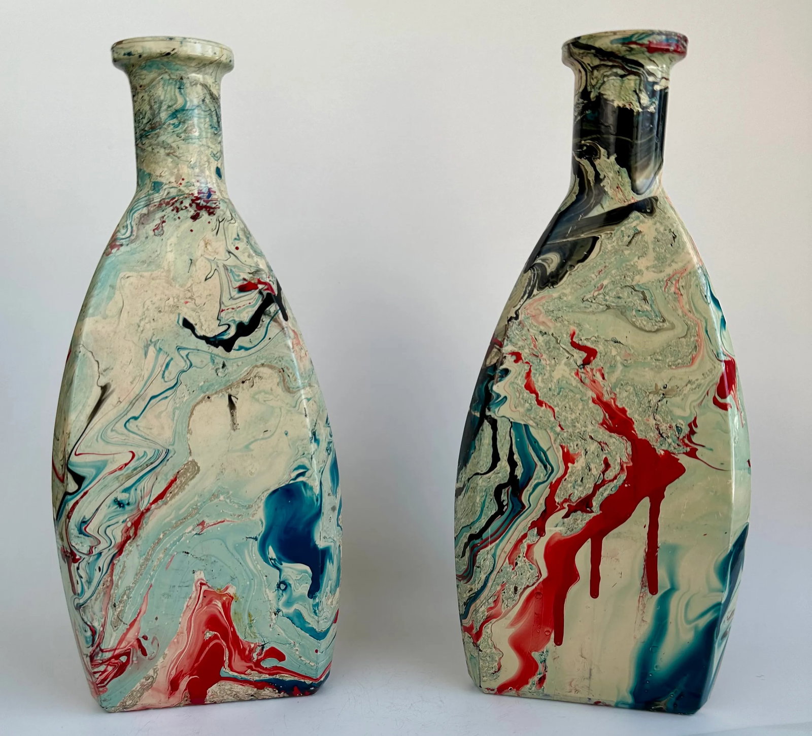 Americana Faux Marble Coated Glass Bottles - a Pair - 3