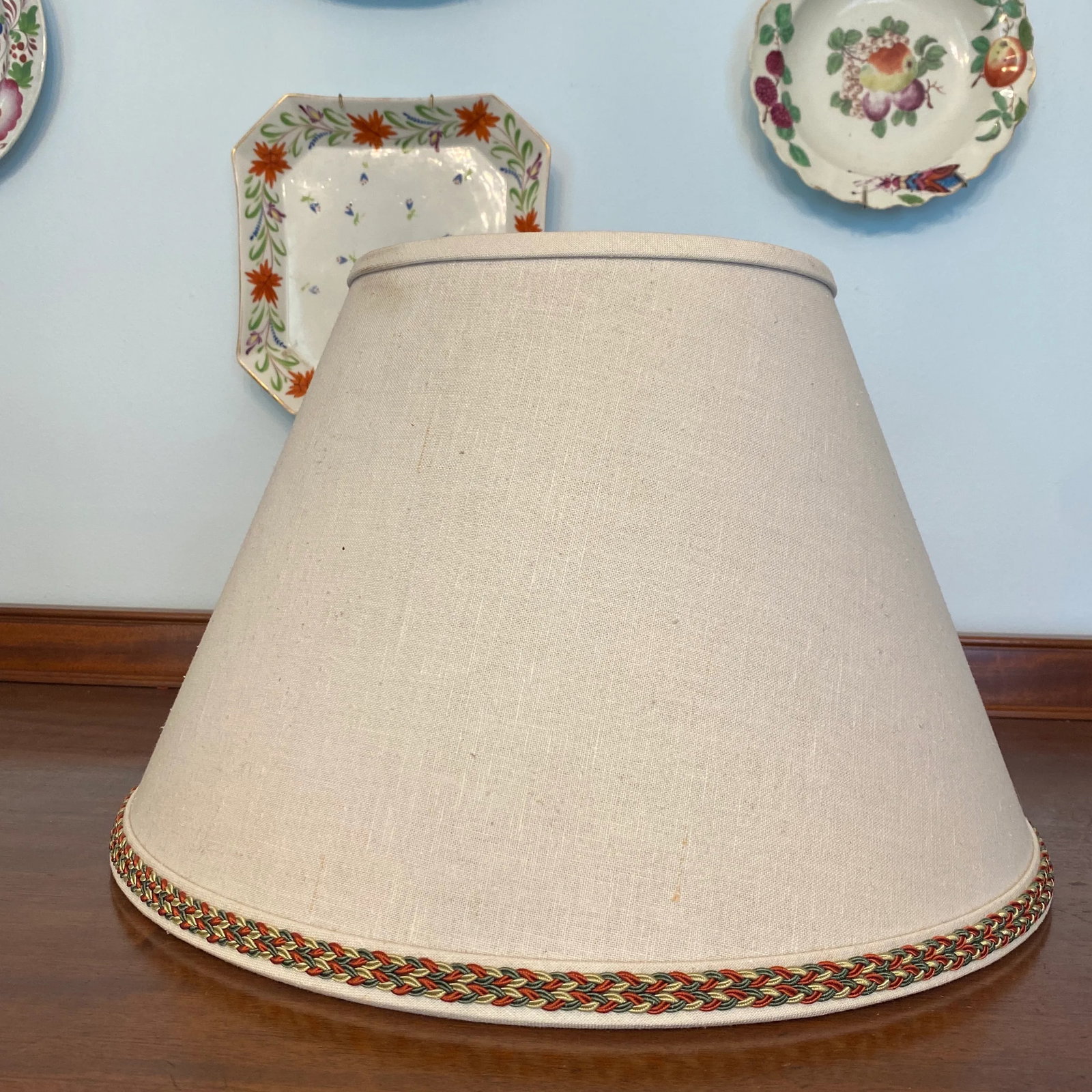 Late 20th Century Off White Linen Lampshades a Pair - 7