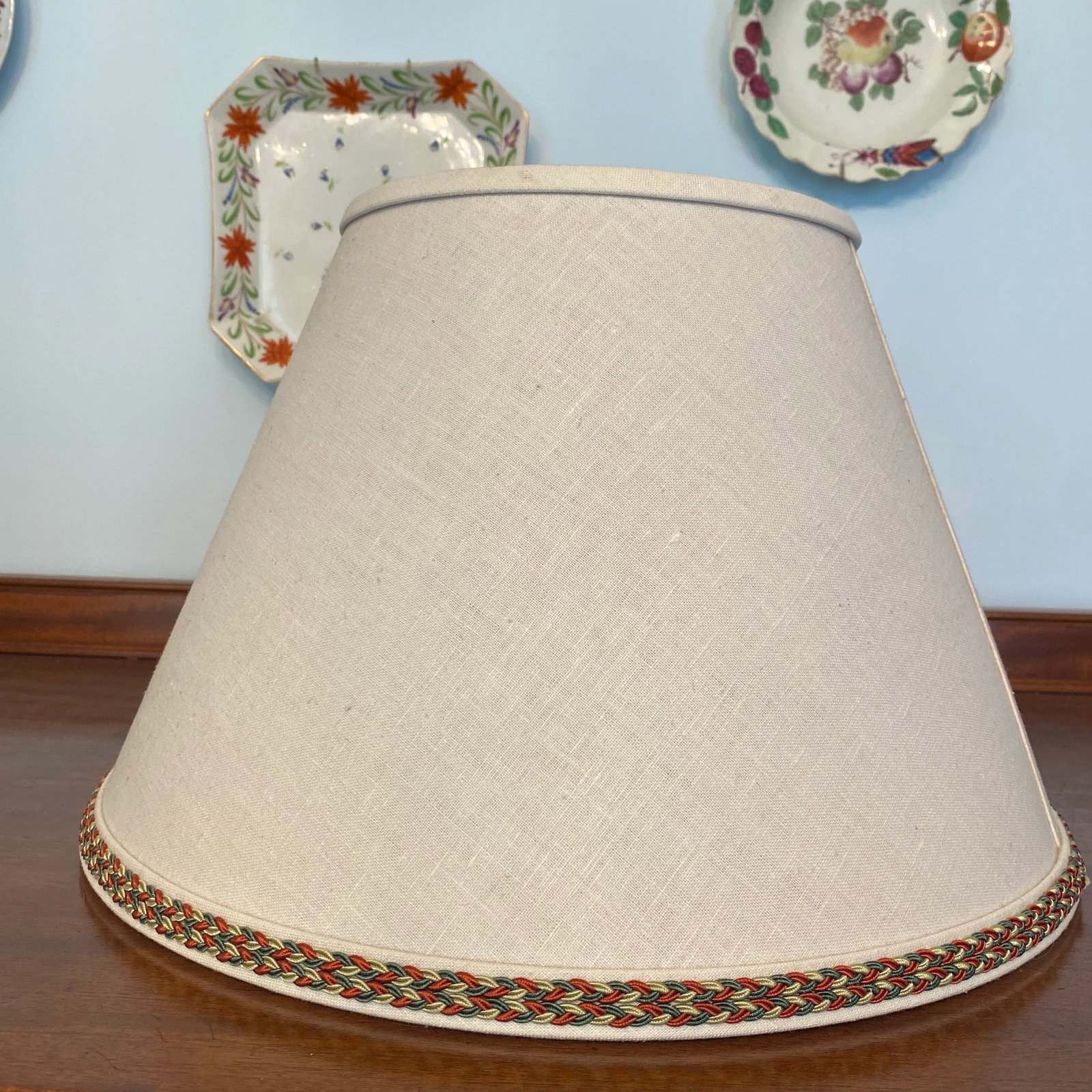 Late 20th Century Off White Linen Lampshades a Pair - 8