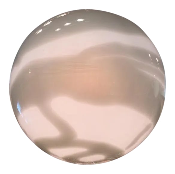 Savu Sphere by Helen Bilt - Hand Blown Glass: This is a Savu Sphere by Helen Bilt for Schumacher. Grey and white hand blown glass. The first picture is what it looks like lit up. Pics. 2-4 are not lit. Pic. 6. the glass globe hangs from the