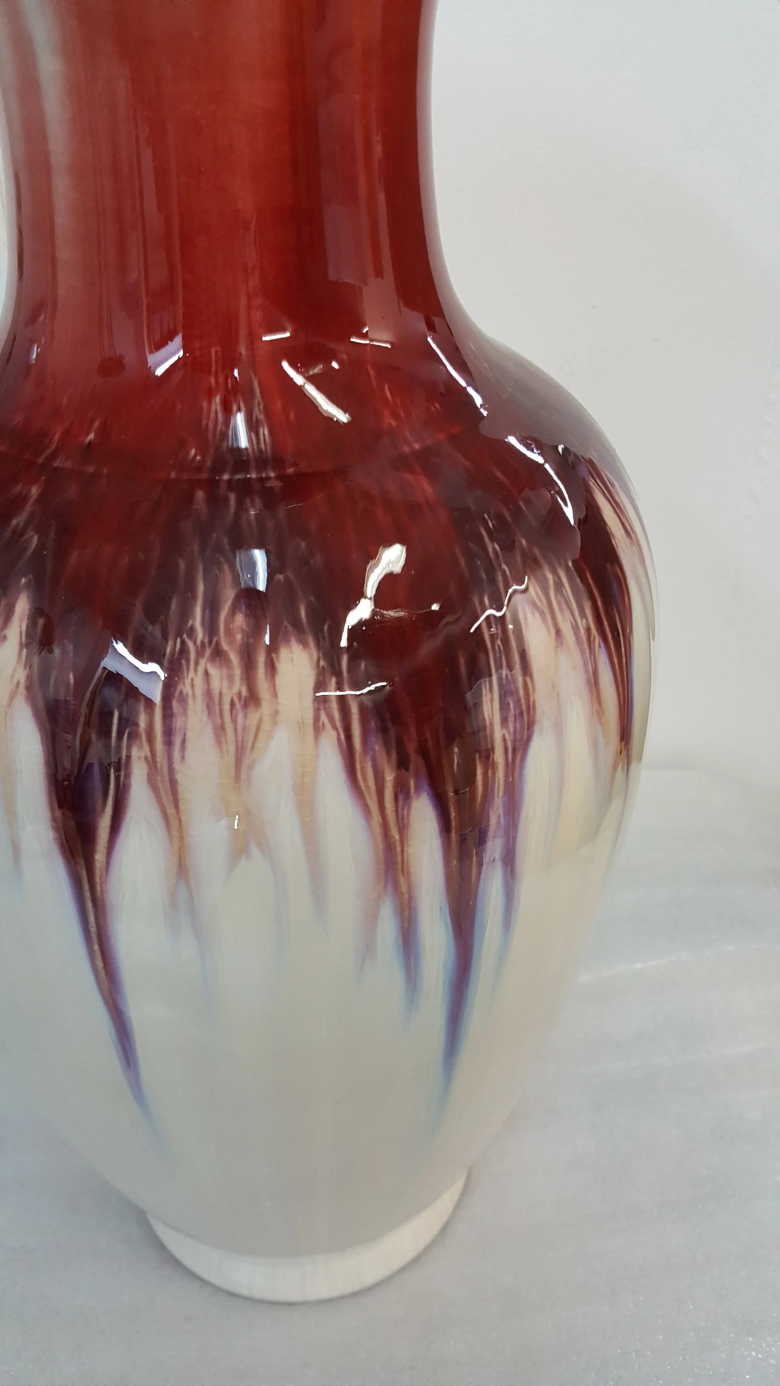 Maitland Smith Hand Painted Ivory and Red Color Vase - 5