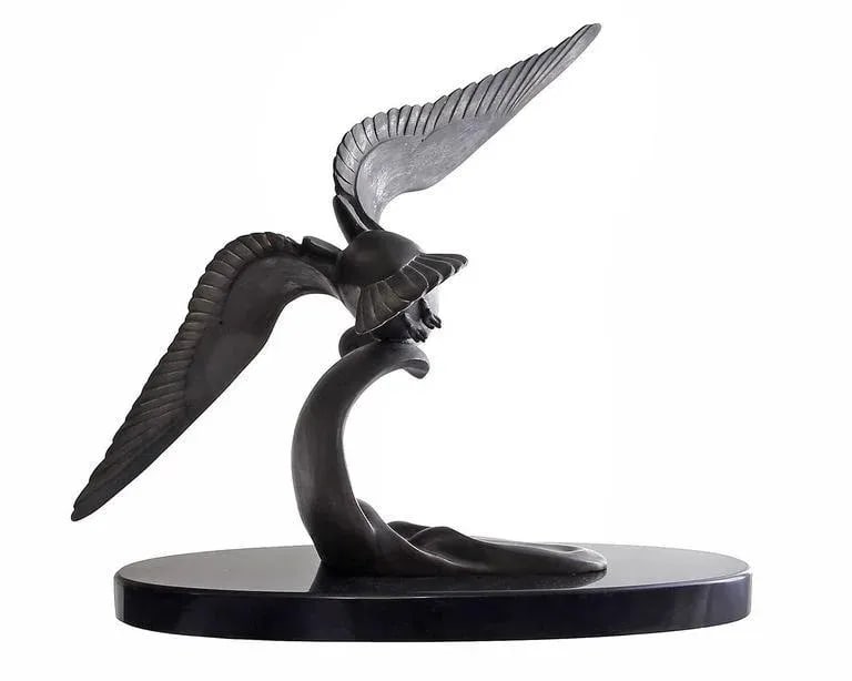 Vintage Mid-Century Art Deco Style Bronzed Spelter Seagull Sculpture - 2
