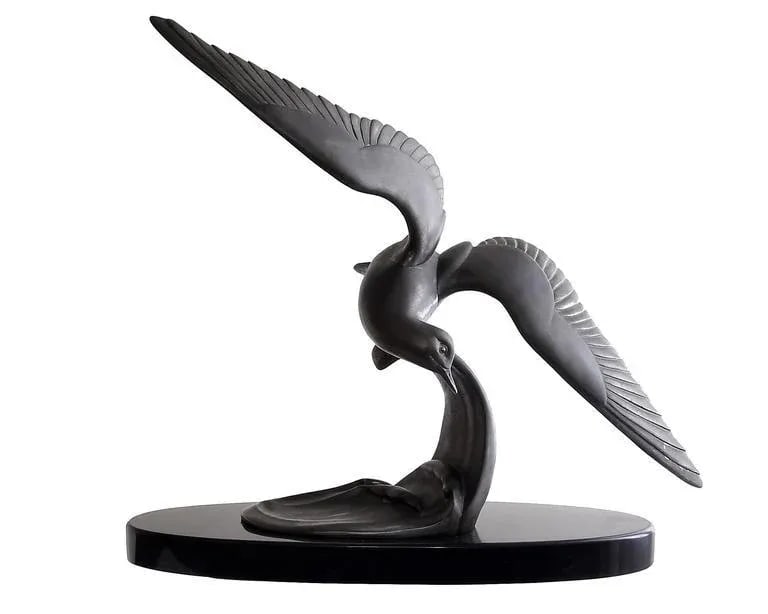 Vintage Mid-Century Art Deco Style Bronzed Spelter Seagull Sculpture - 5