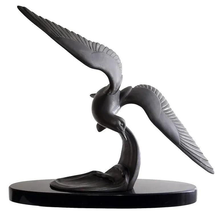 Vintage Mid-Century Art Deco Style Bronzed Spelter Seagull Sculpture - 6