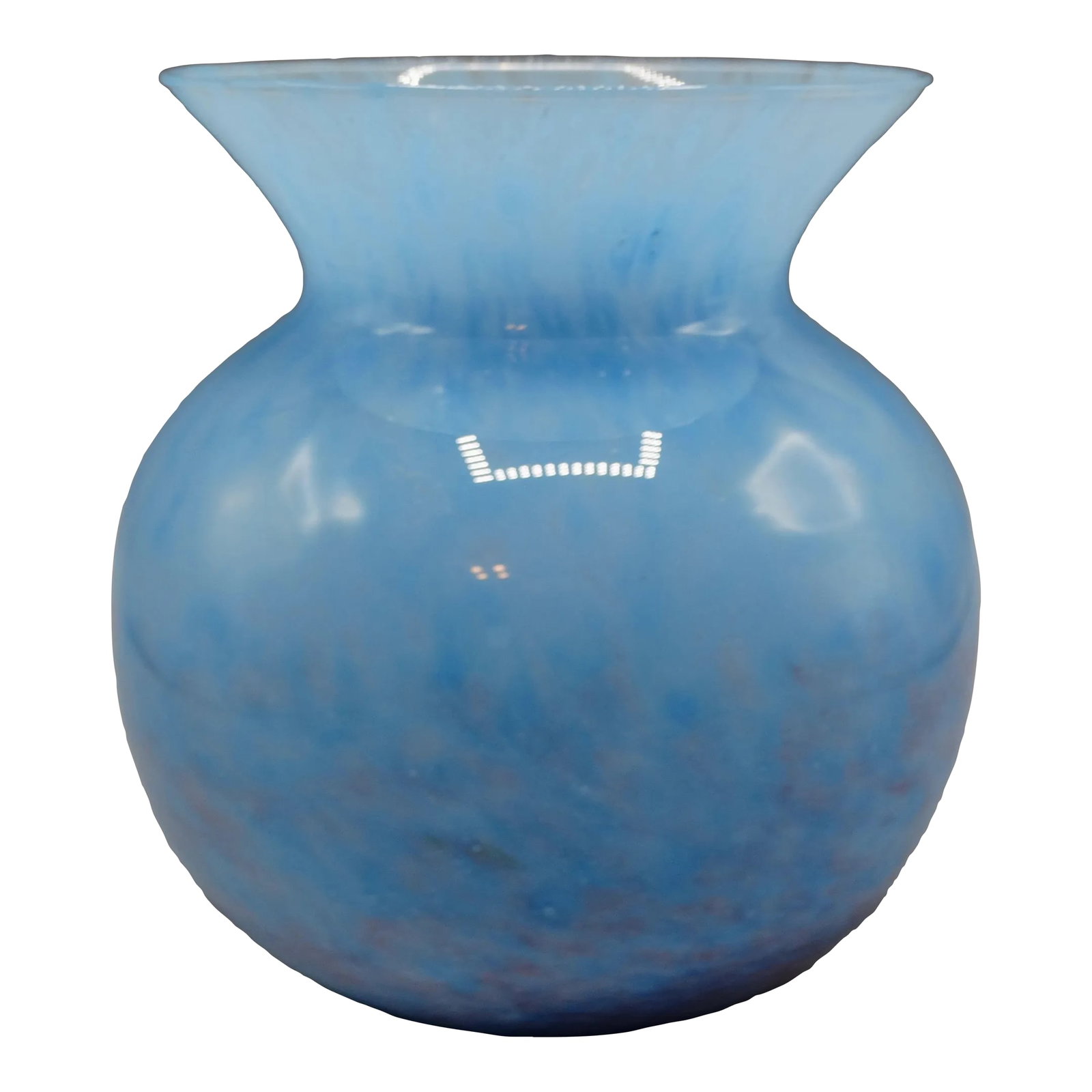 Italian Hand Blown Murano Vetro Eseguito Vase / Italian Modern / Hollywood Regency: Large Italian Modern hand blown Murano Vetro Eseguito vase in lovely shades of blue dappled with pink hues. This mouth blown vase ranges from light to darker blue as the light on it changes. It is a l