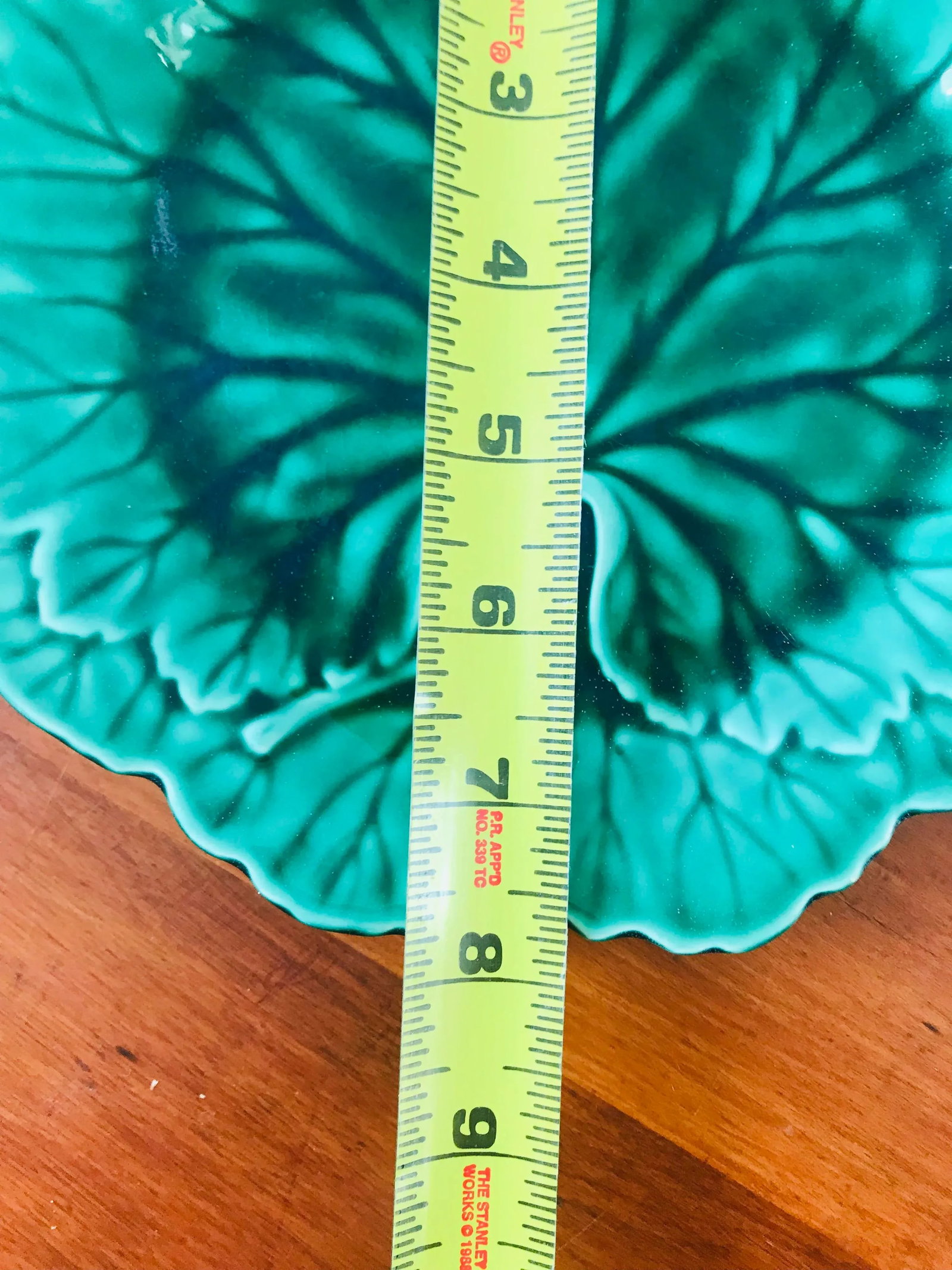 Vintage Green Majolica Wedgwood Cabbage Leaf Wall Plate - Set of 2 - 4