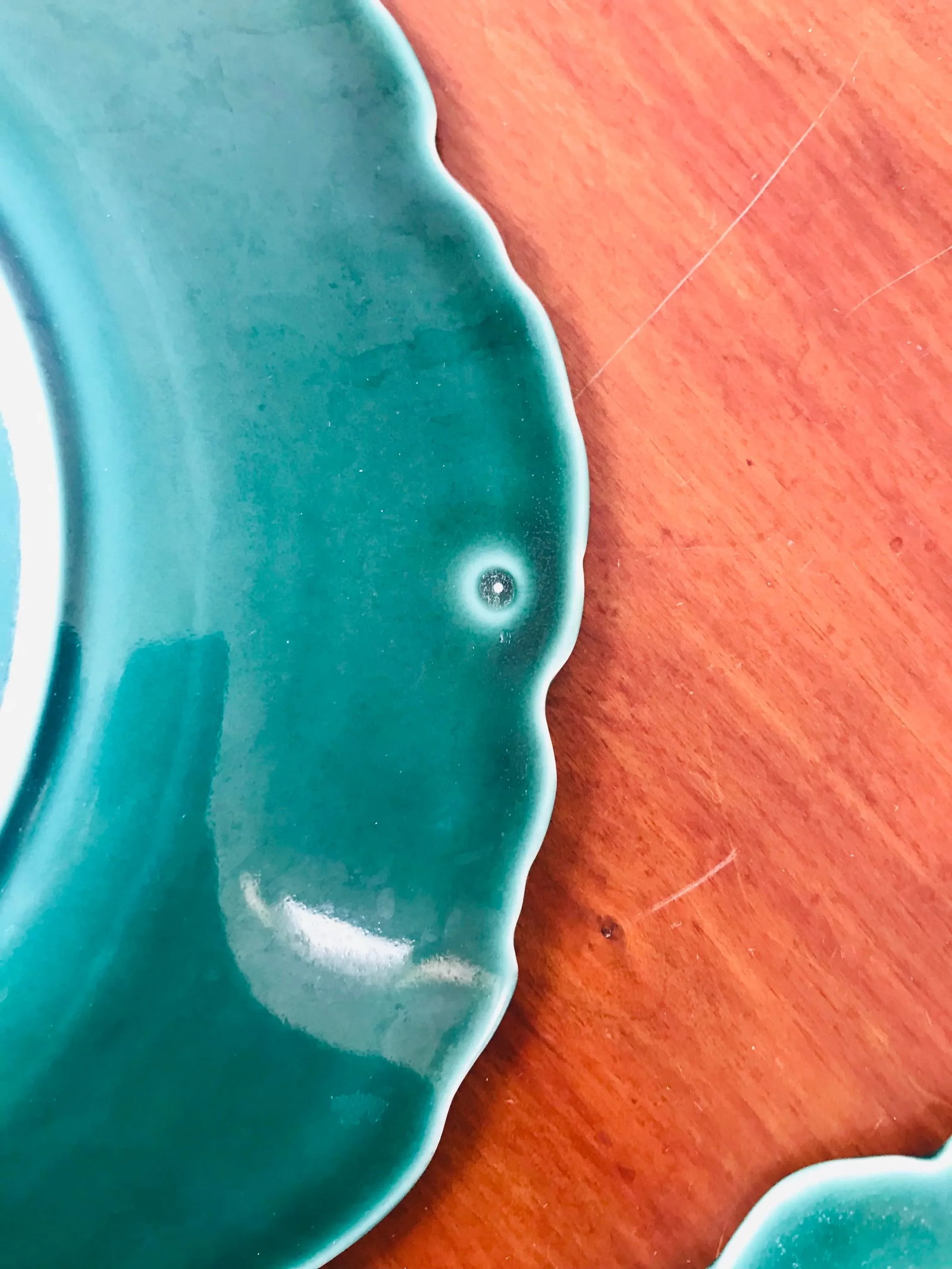 Vintage Green Majolica Wedgwood Cabbage Leaf Wall Plate - Set of 2 - 7