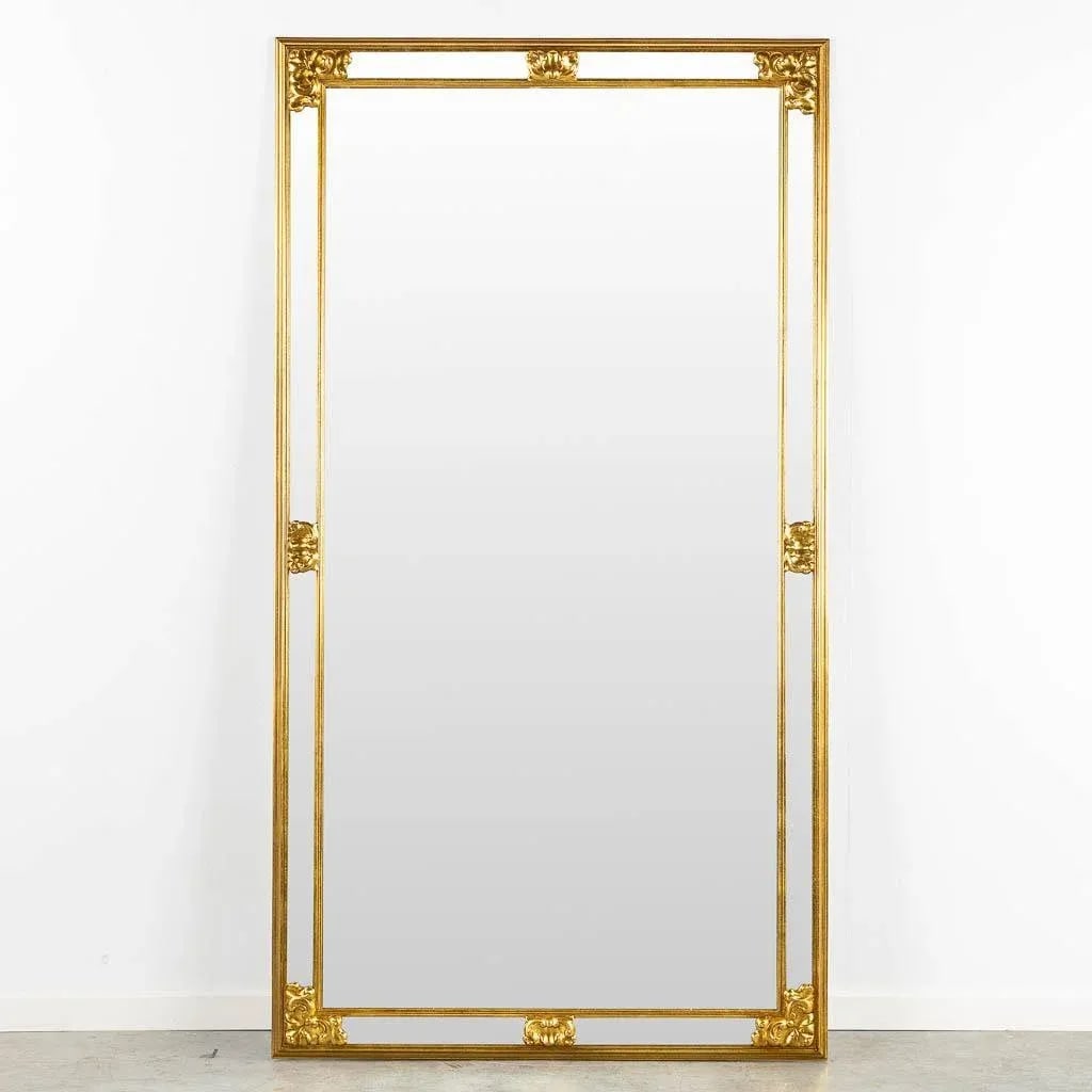 Large Vintage Late 20th Century Rectangular Giltwood Floor or Wall Mirror by Deknudt - 2