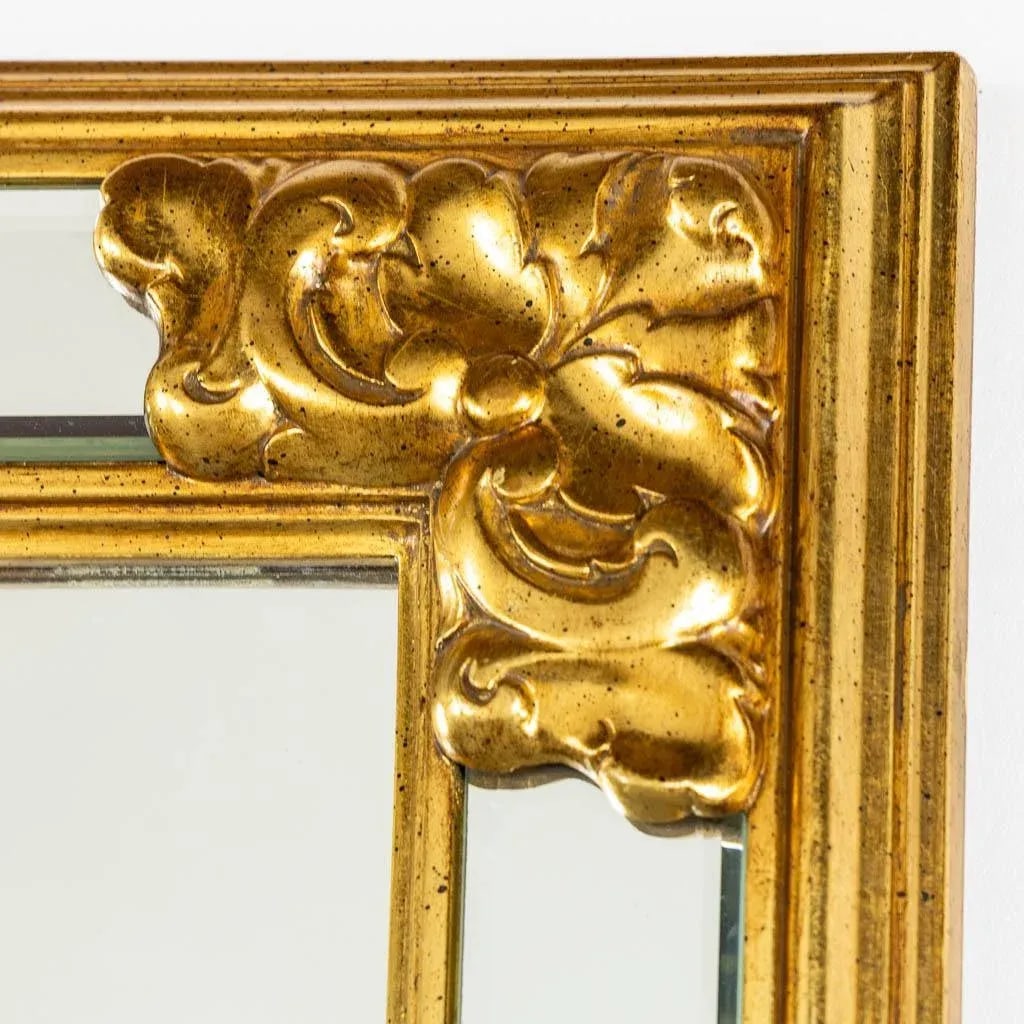 Large Vintage Late 20th Century Rectangular Giltwood Floor or Wall Mirror by Deknudt - 4