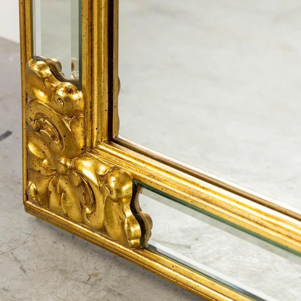 Large Vintage Late 20th Century Rectangular Giltwood Floor or Wall Mirror by Deknudt - 5