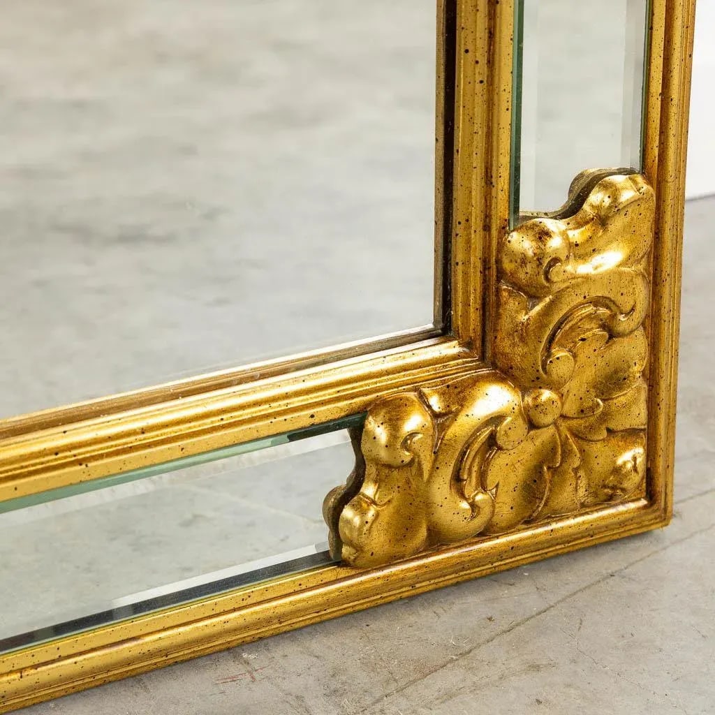 Large Vintage Late 20th Century Rectangular Giltwood Floor or Wall Mirror by Deknudt - 8
