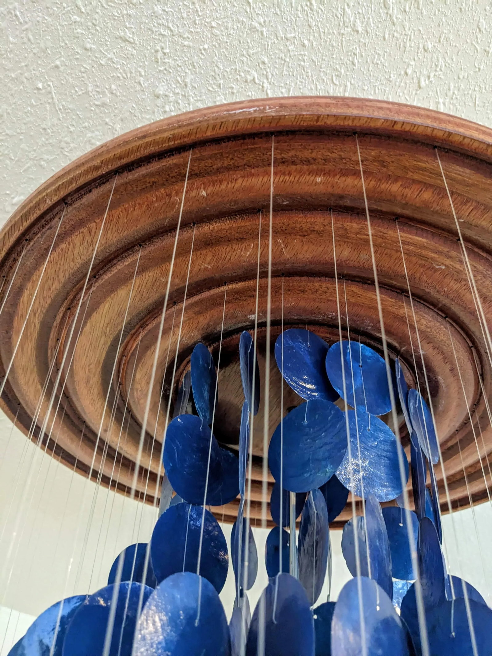 Mid-Century Modern Verner Panton Style Blue Capiz Shell Chandelier - 3