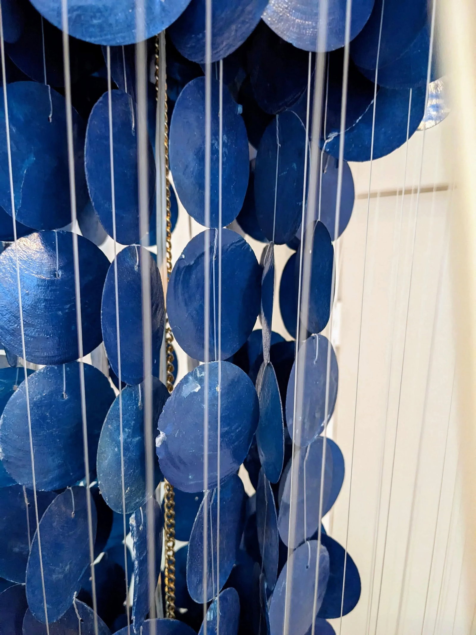 Mid-Century Modern Verner Panton Style Blue Capiz Shell Chandelier - 5