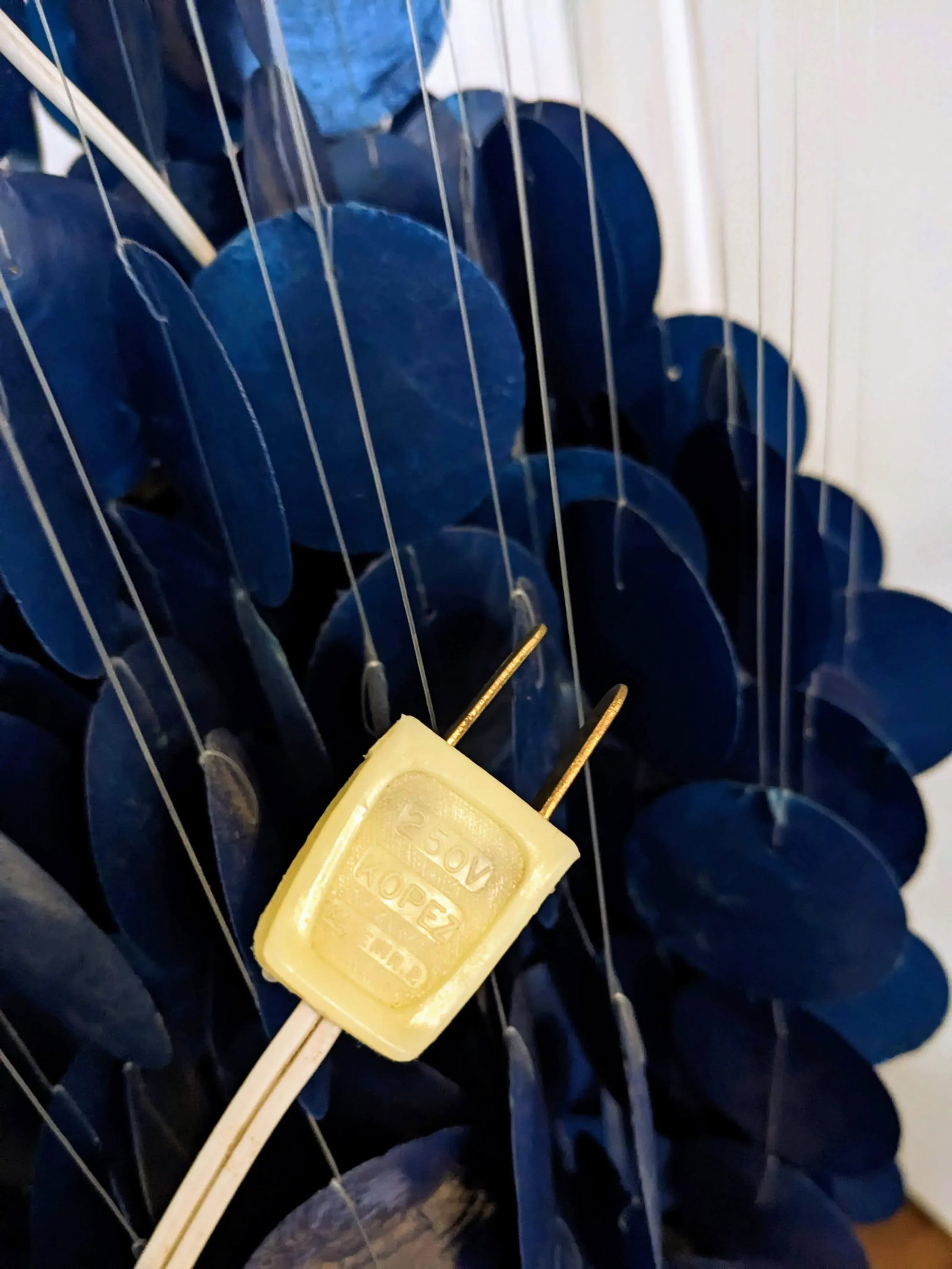 Mid-Century Modern Verner Panton Style Blue Capiz Shell Chandelier - 6