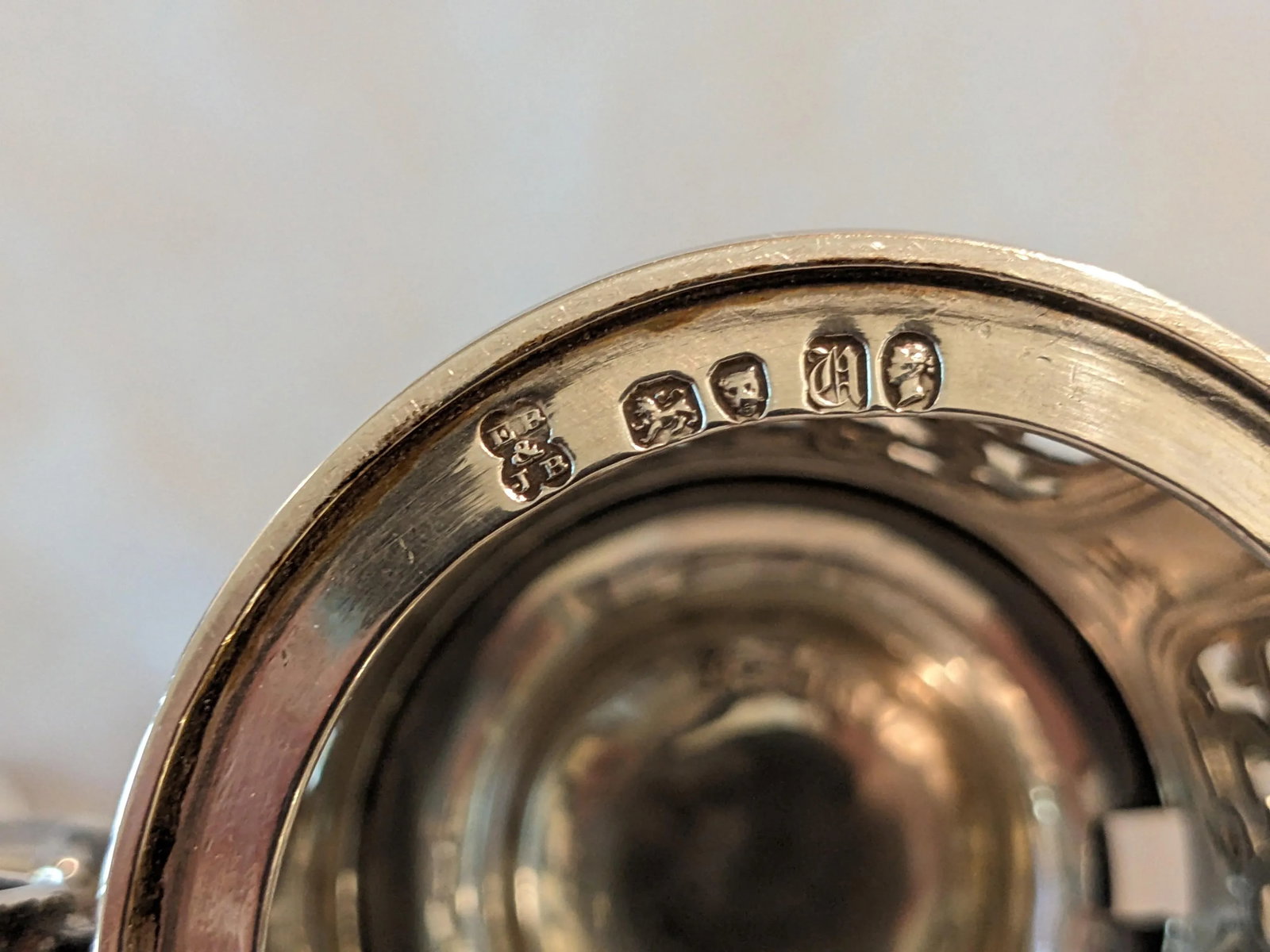 London Antique Sterling Silver Filigree Mustard Pot With Spoon, No Monograms - 6