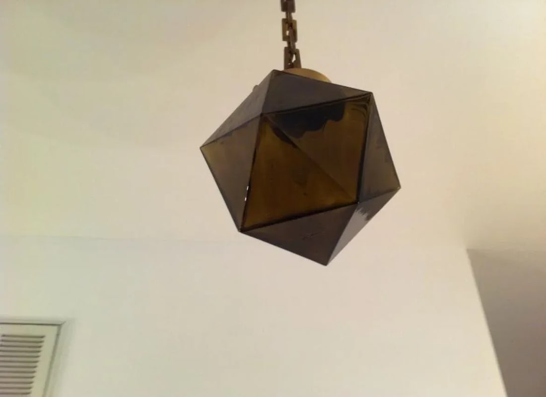 Pair of 1960s Smoked Glass and Brass Pendants - 5