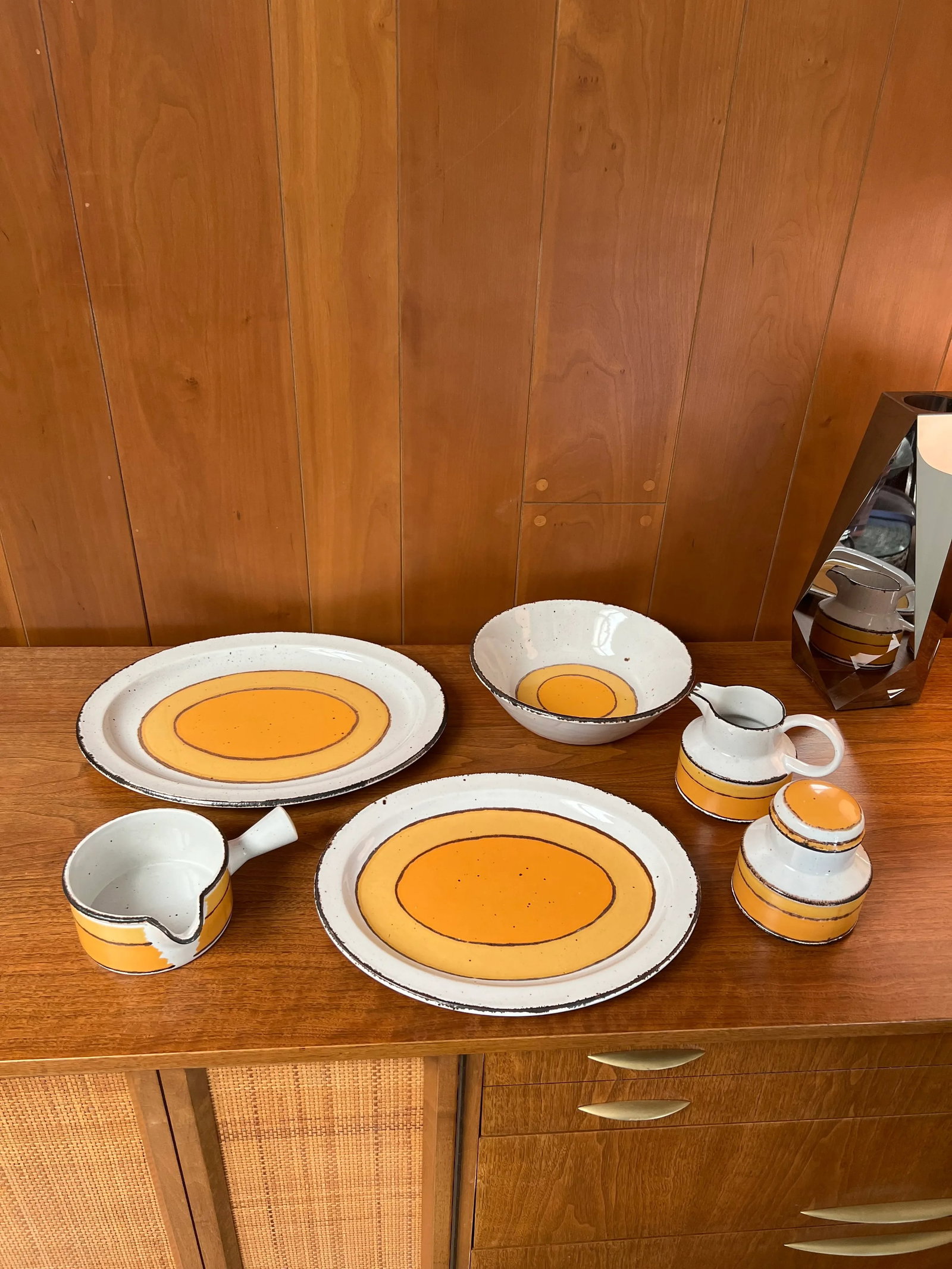 1970s Mid-Century Modern Midwinter Ltd "Sun" Stonehenge Tableware Set, Made in England- 92 Pieces - 10