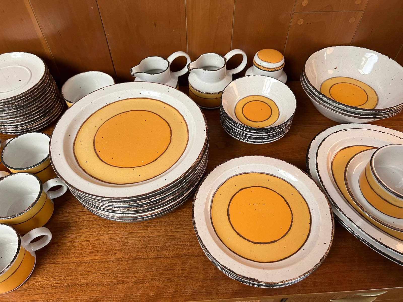 1970s Mid-Century Modern Midwinter Ltd "Sun" Stonehenge Tableware Set, Made in England- 92 Pieces - 2