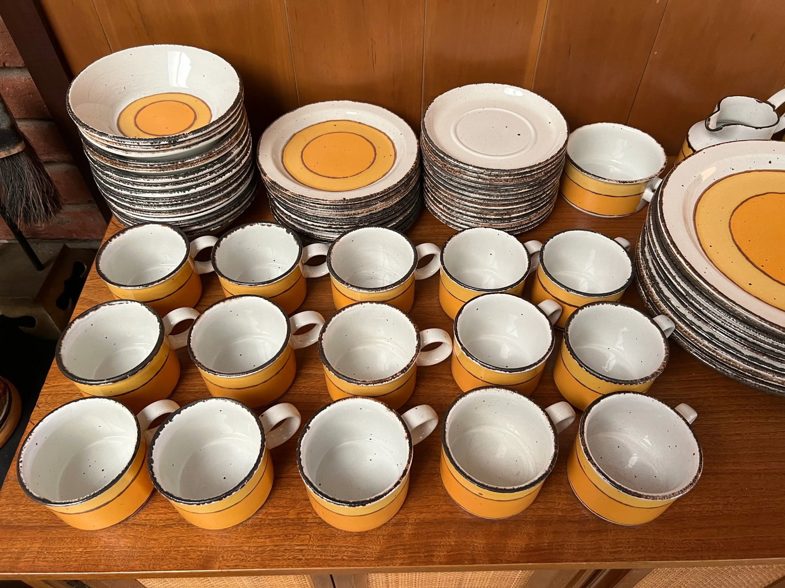1970s Mid-Century Modern Midwinter Ltd "Sun" Stonehenge Tableware Set, Made in England- 92 Pieces - 3