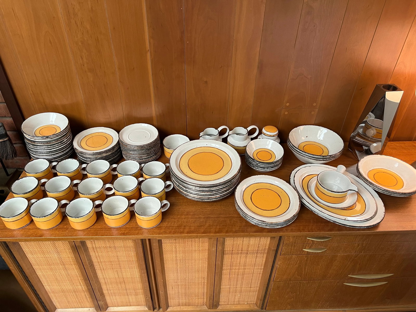 1970s Mid-Century Modern Midwinter Ltd "Sun" Stonehenge Tableware Set, Made in England- 92 Pieces - 4